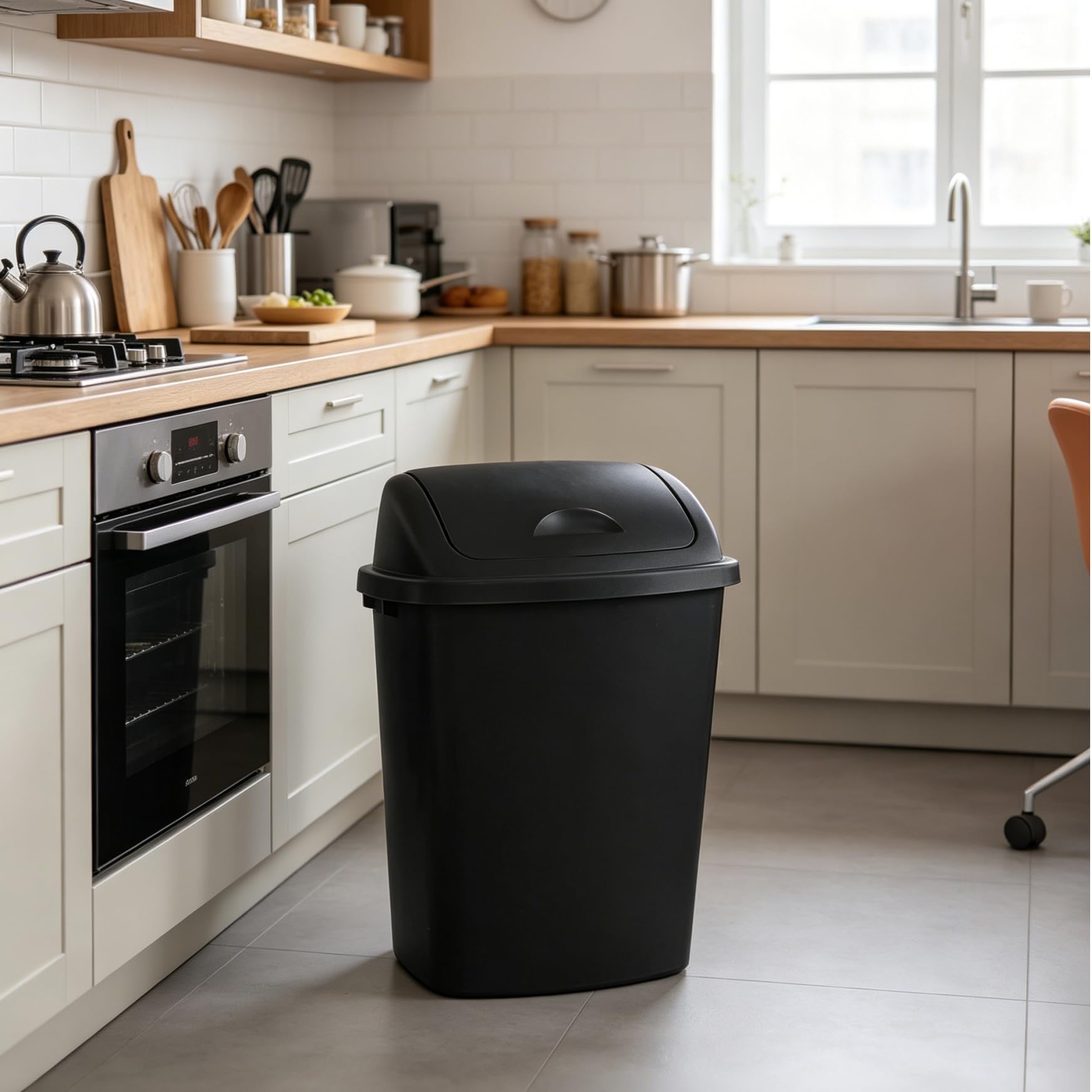 10 Gallon 4 Pack Plastic Swing Top Trash Cans (4 Count)
