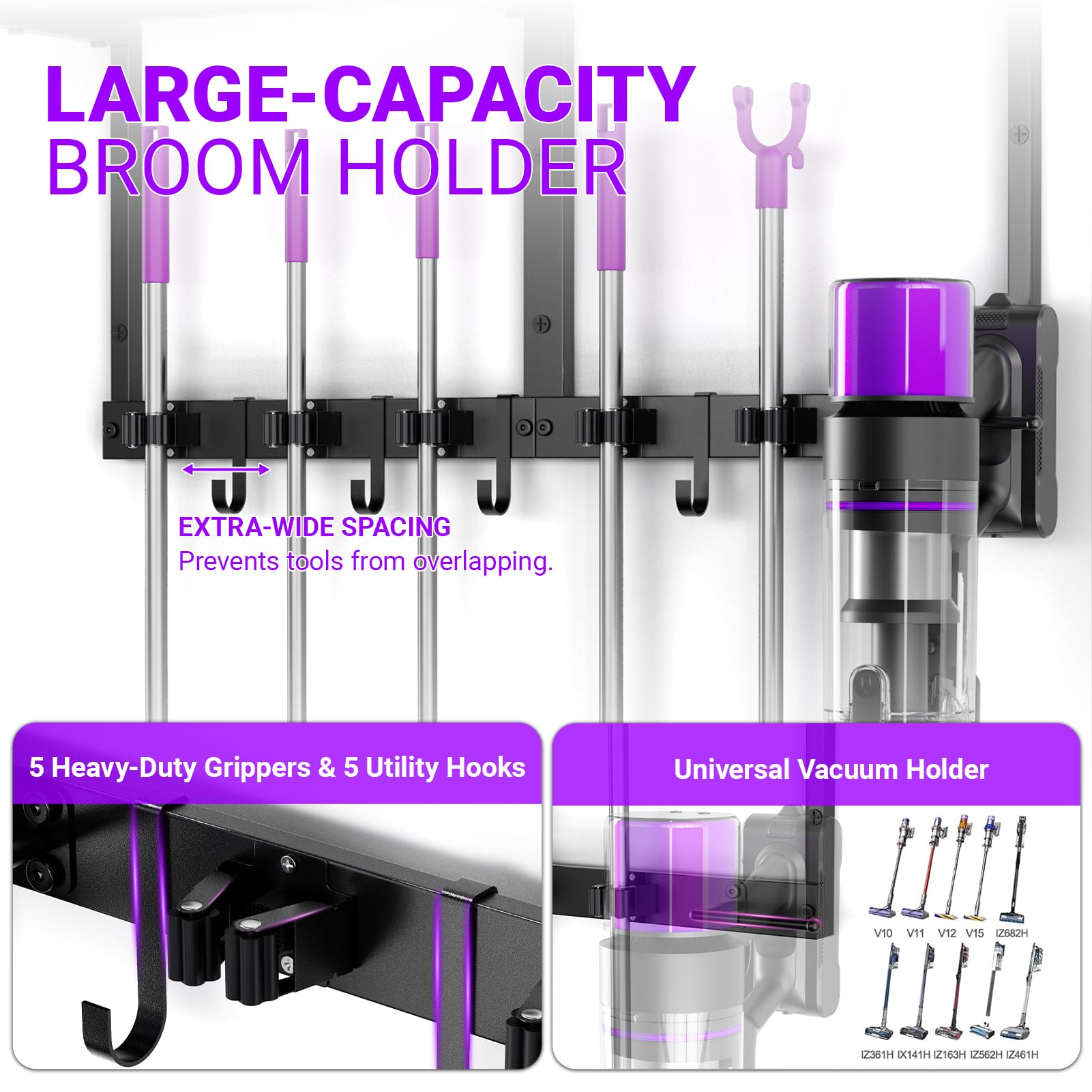 Heavy Duty Broom Holder Wall Mount