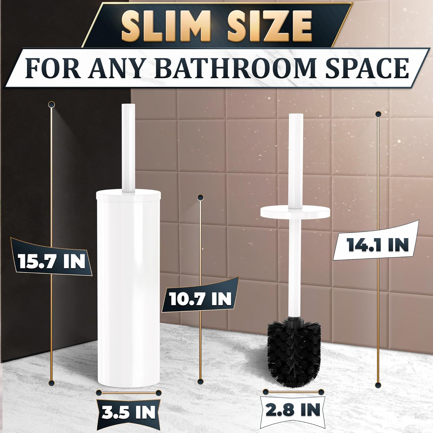 2Pcs Stainless Steel Toilet Brush and Holder Set (2 Count)