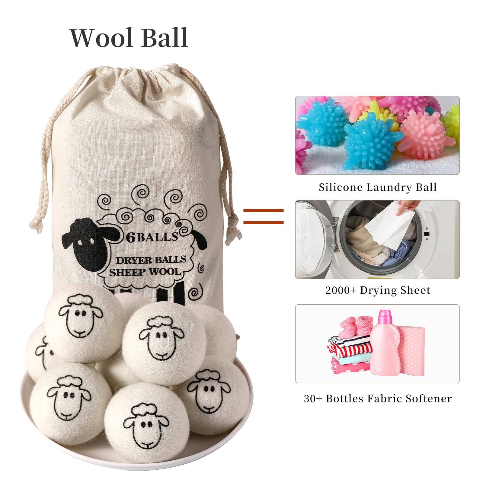 Dryer Balls Laundry Reusable (3 Count)