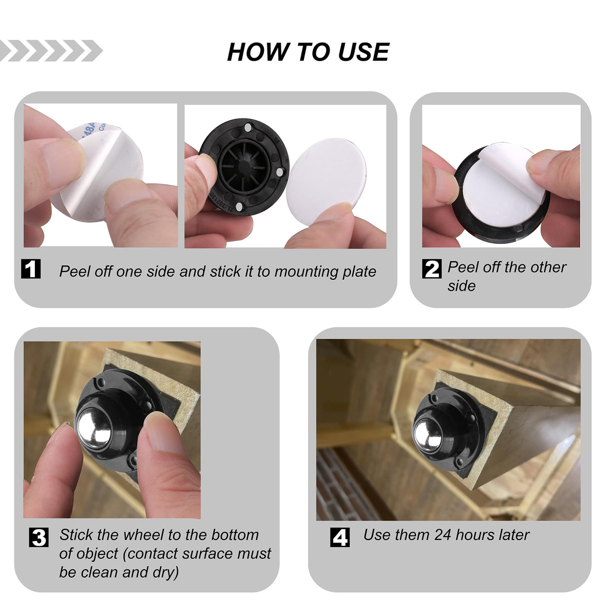 16 Pack 1 Inch Self Adhesive Caster Wheels for Furniture (16 Count)