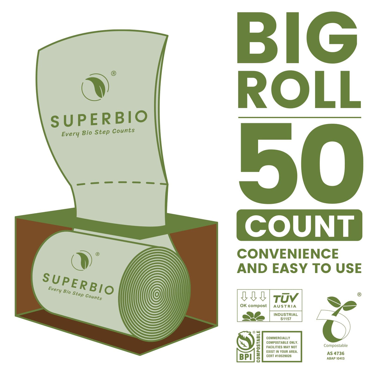 13 Gallon Flat Top Compostable Food Waste Bags (100 Count)