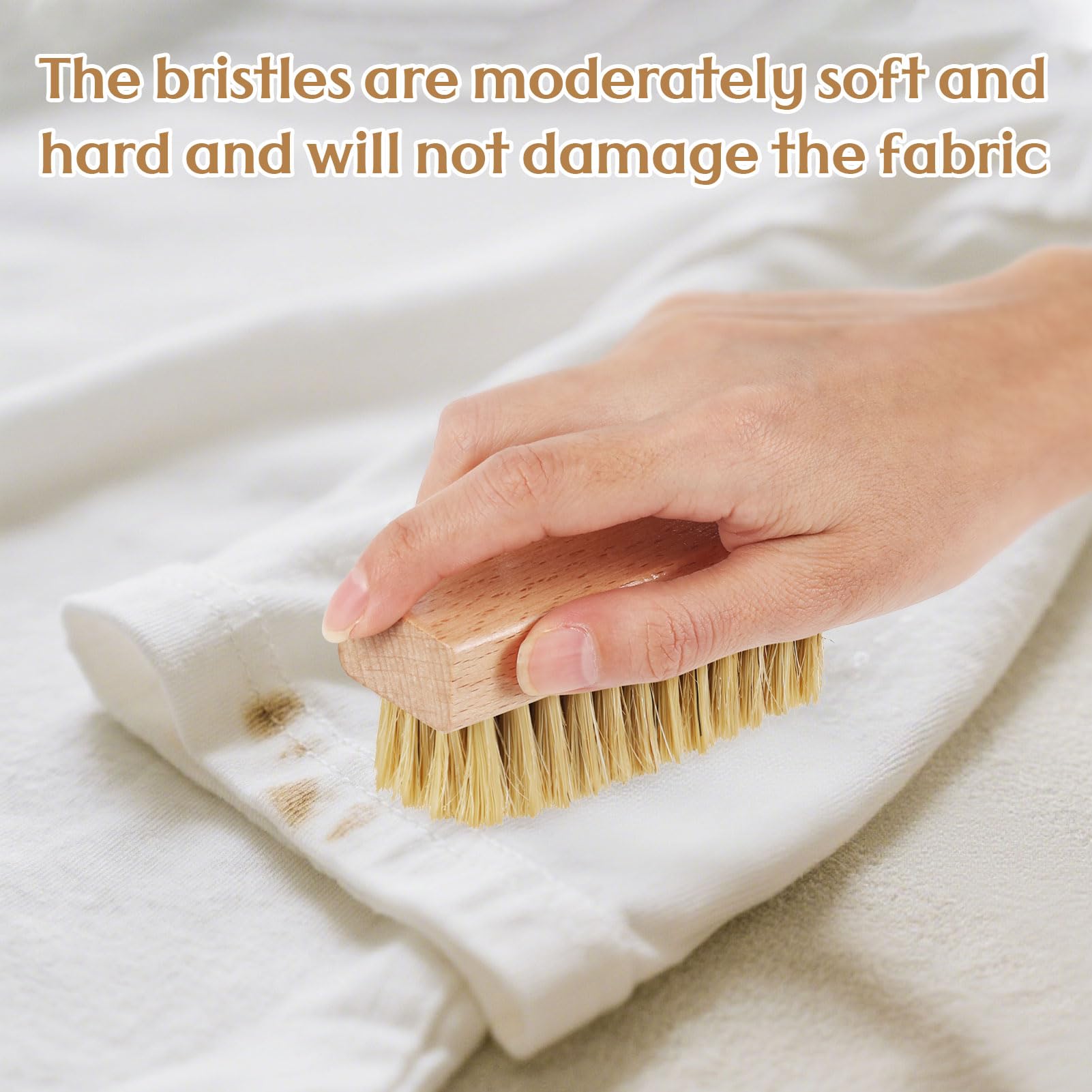 3 Pcs Wood Laundry Stain Brush Stain Remover Brushes with Boar Bristle Small Stain Brush for Clothes for Scrubbing Stains from Furniture Fabric Leather (3 Count)