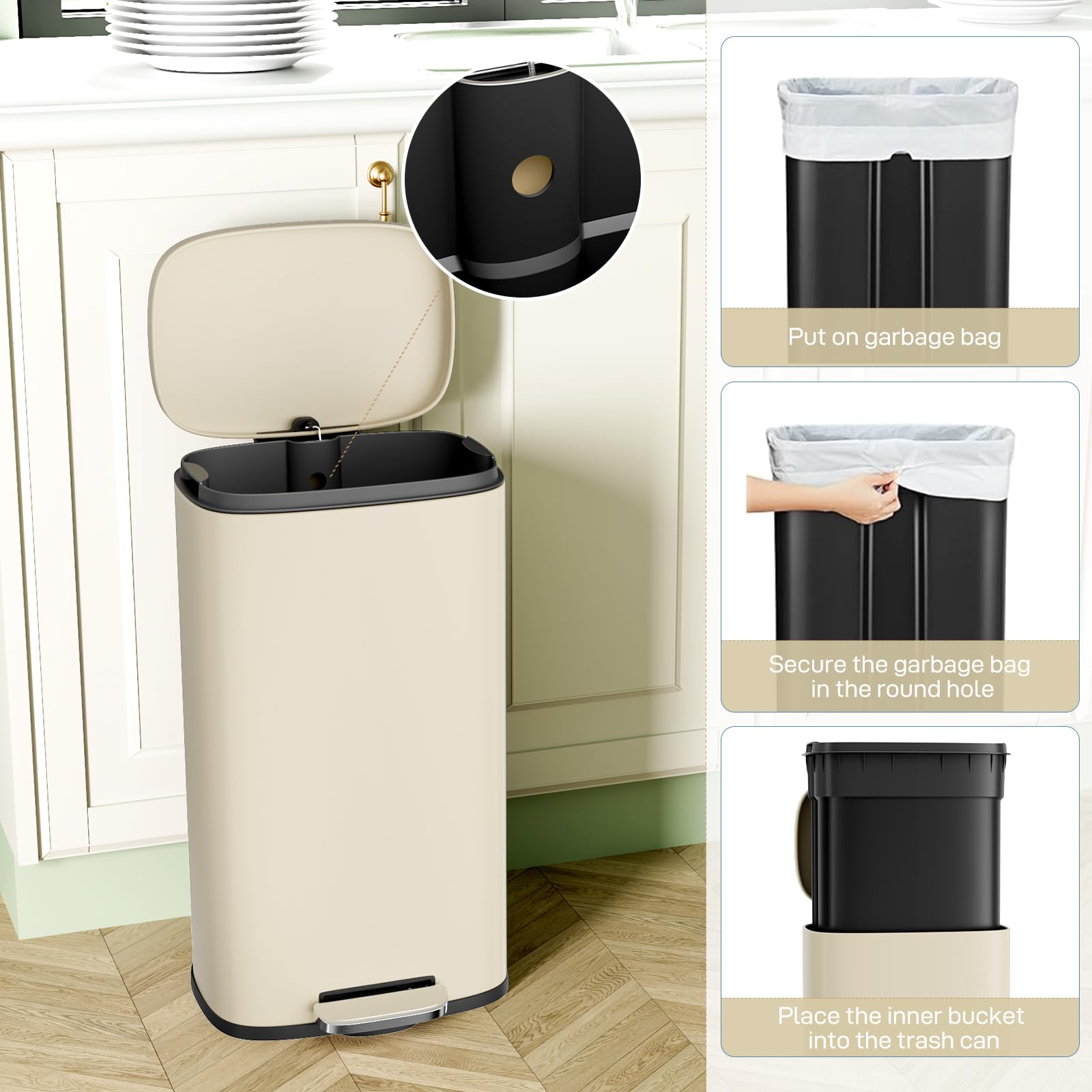 8 Gallon Step Kitchen Trash Can
