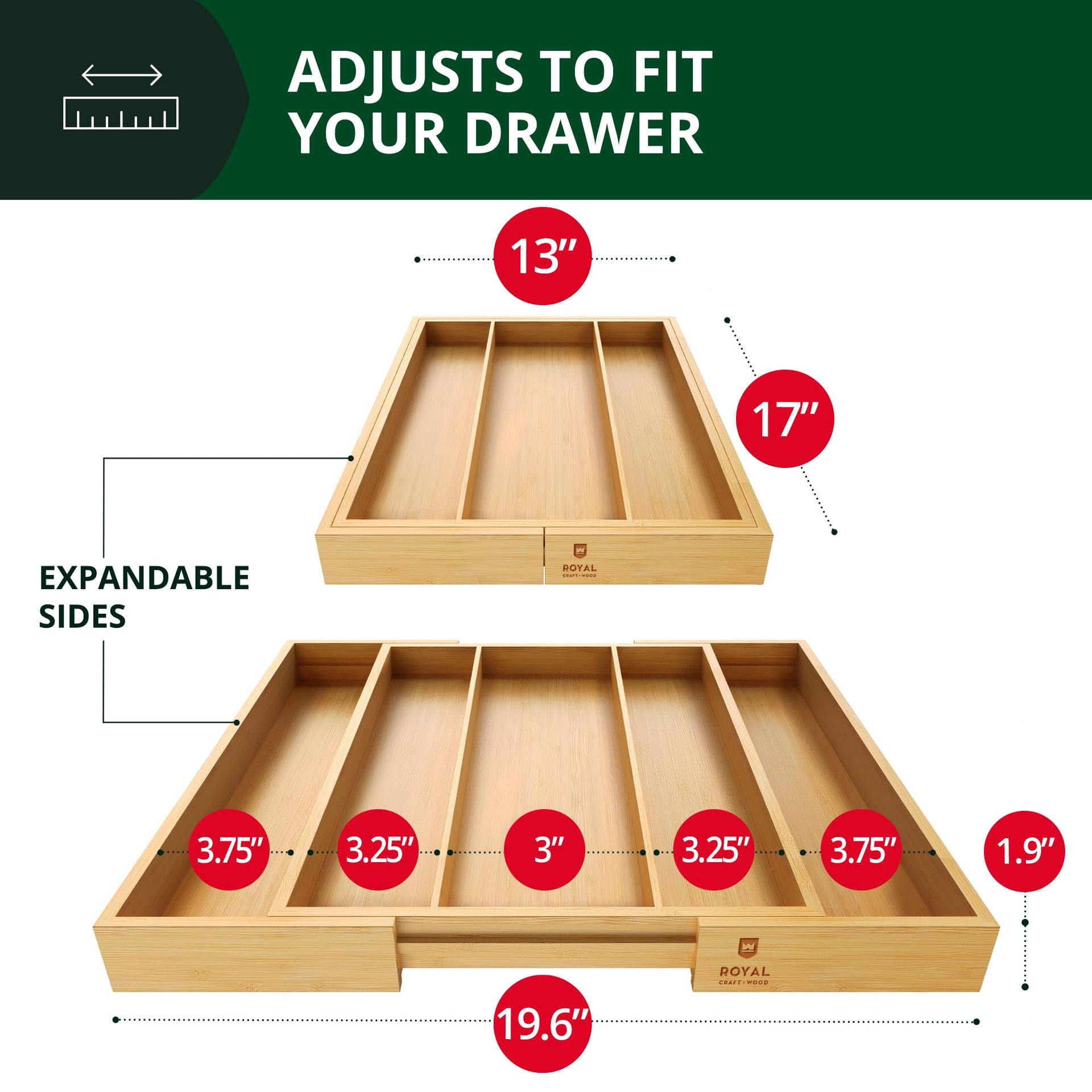 Luxury Bamboo Kitchen Drawer Organizer