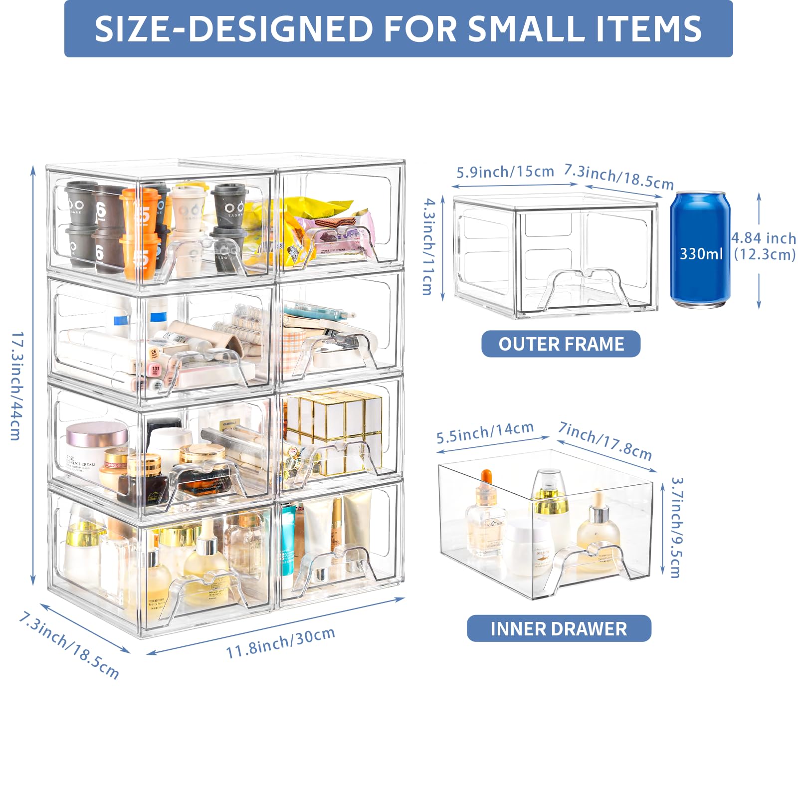 8Pack Acrylic Storage Drawers (8 Count)