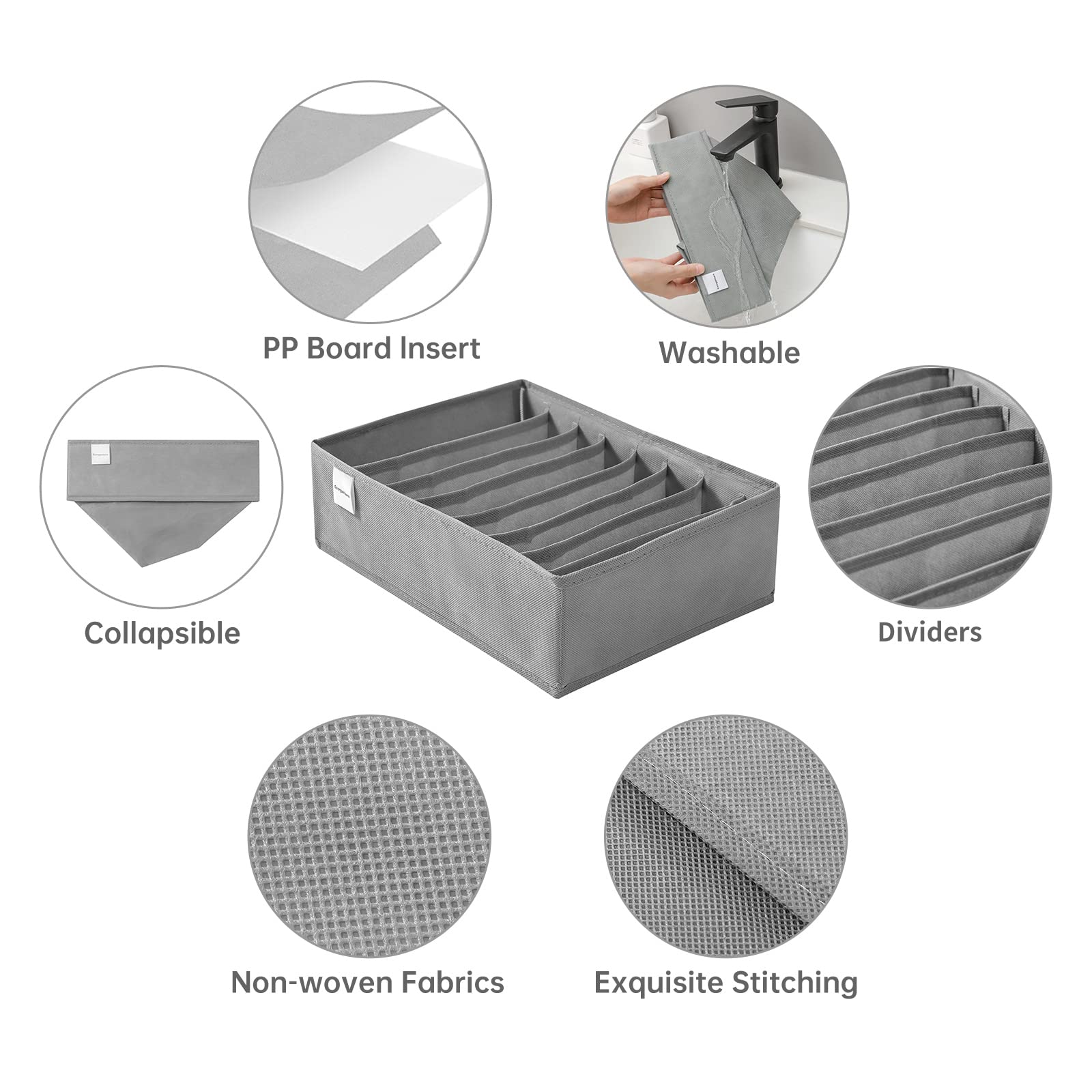 4 Packs T shirt Drawer Organizers for Clothing (4 Count)
