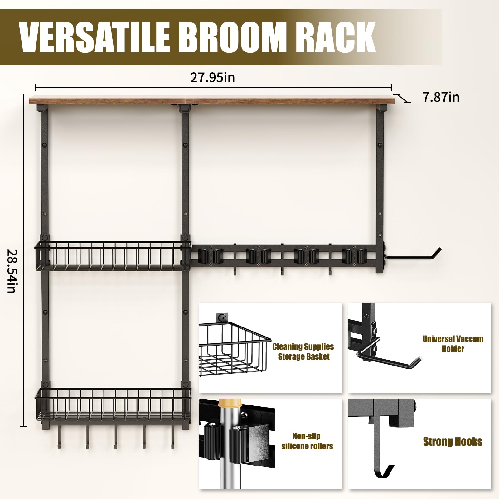 Broom Holder Wall Mount
