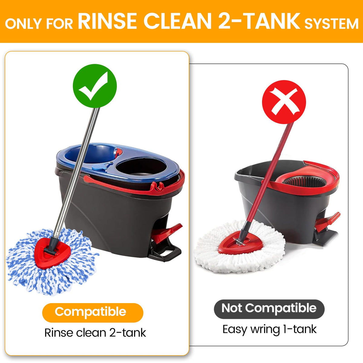 Mop Heads Replacements for OCedar RinseClean 2 Tank Spin Mop System