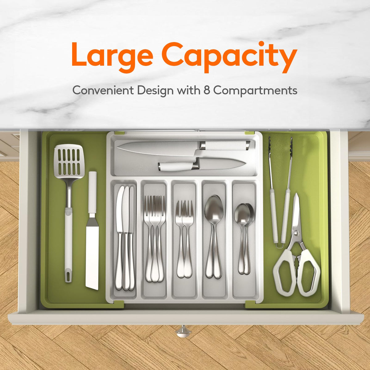 Extra Large Silverware Drawer Organizer