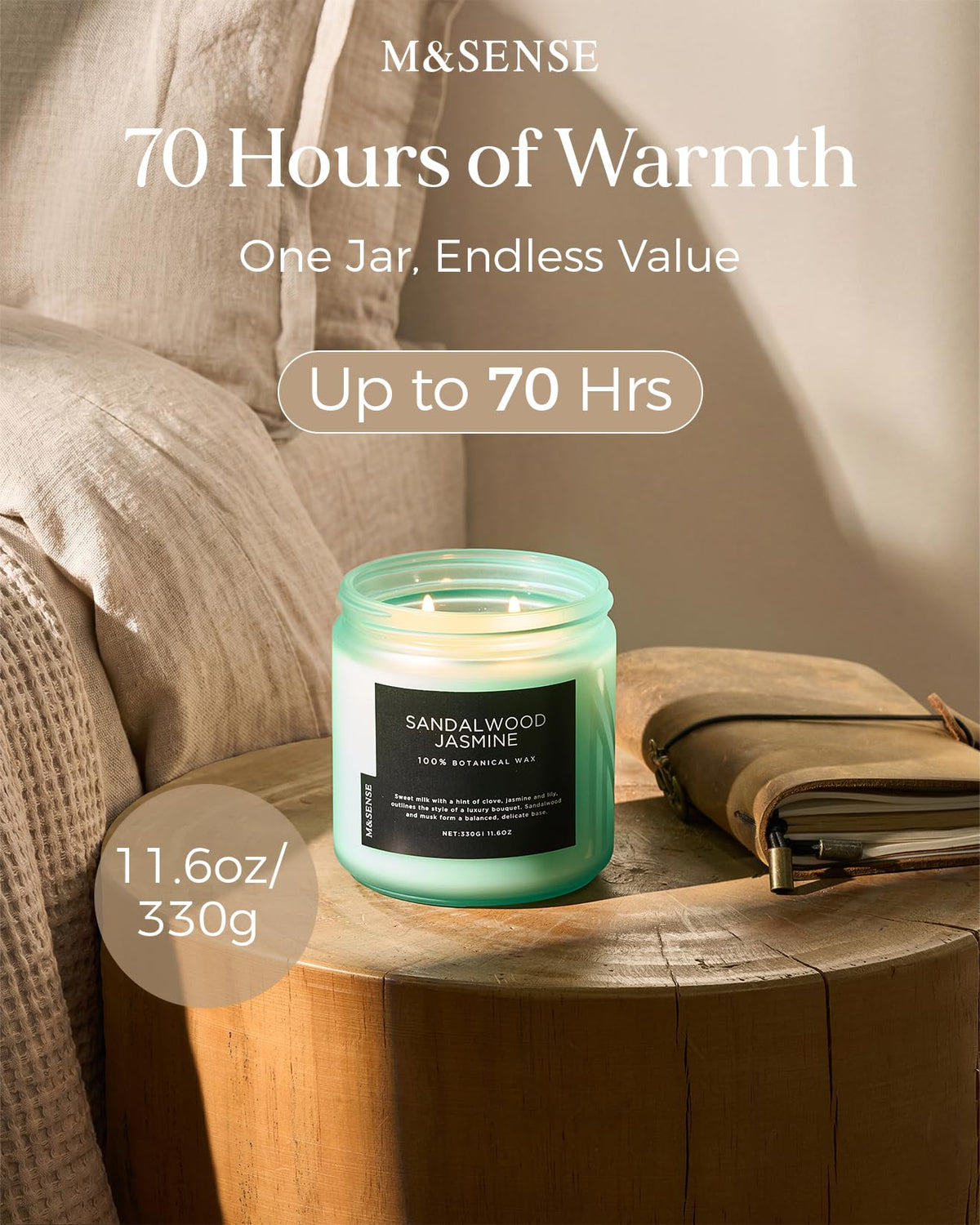 Sandalwood Jasmine Home Scented Candles (11.6 Ounce)