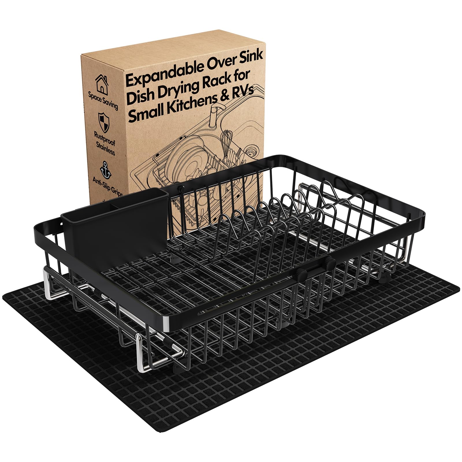 Dish Drying Rack Over The Sink with Utensil Holder