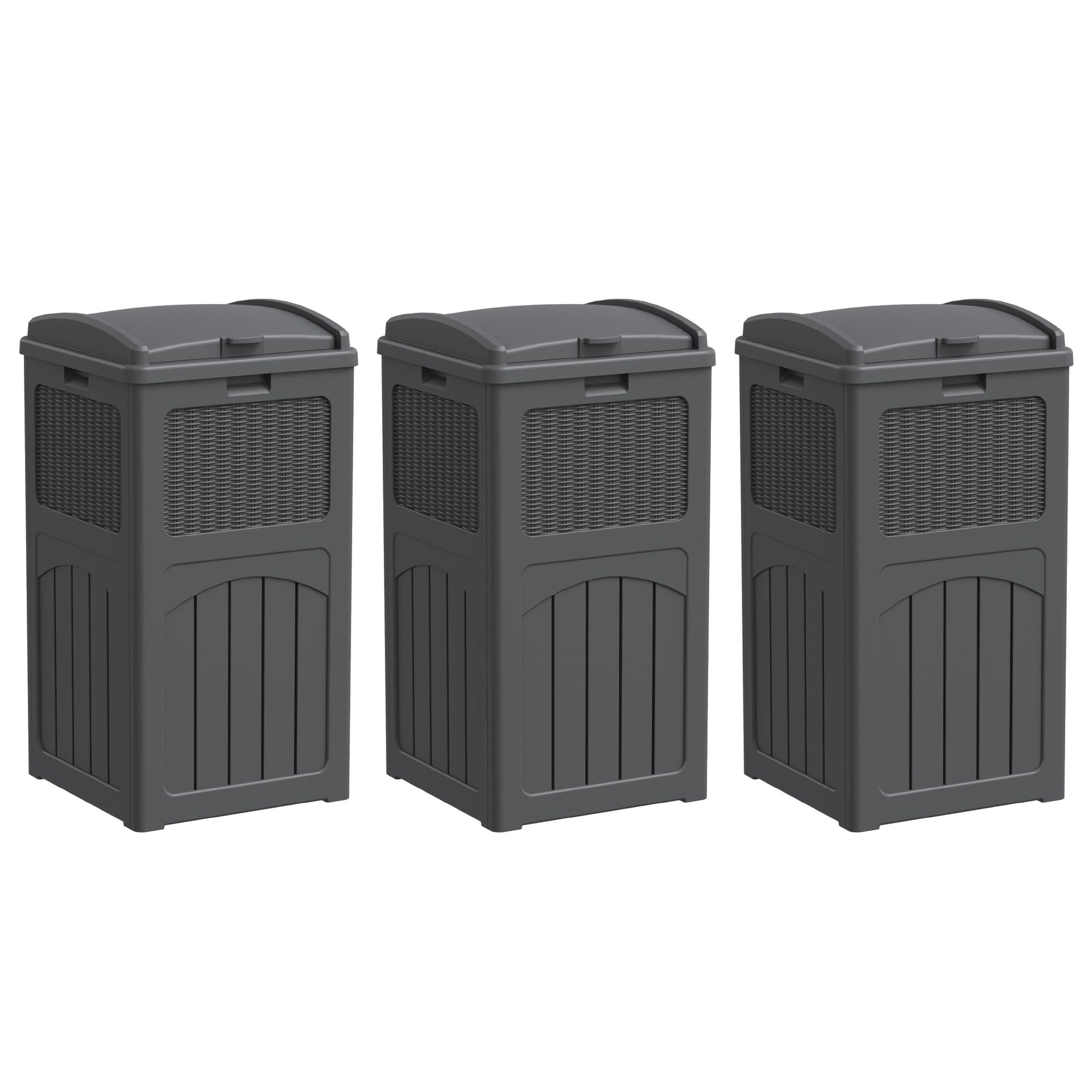 33 Gallon Outdoor Trash Can with Lid (3 Count)