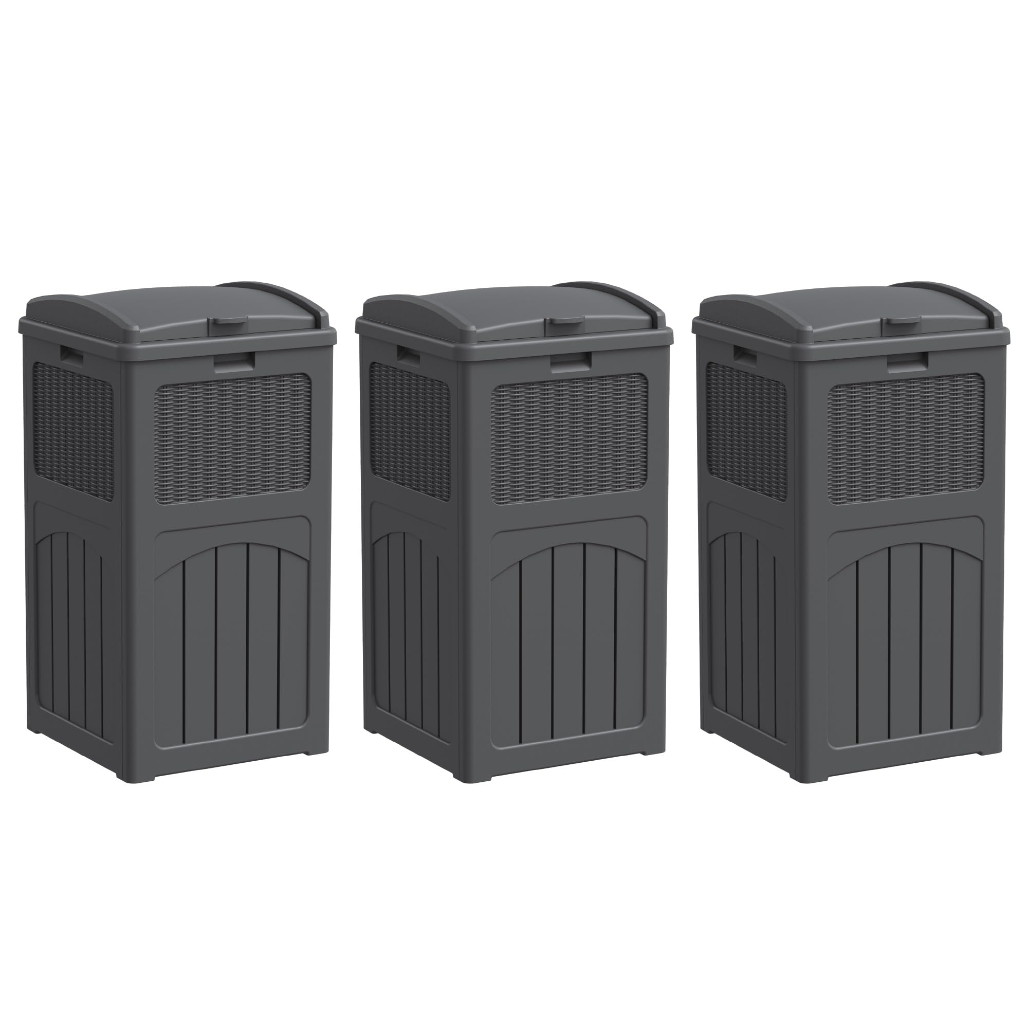 33 Gallon Outdoor Trash Can with Lid (3 Count)