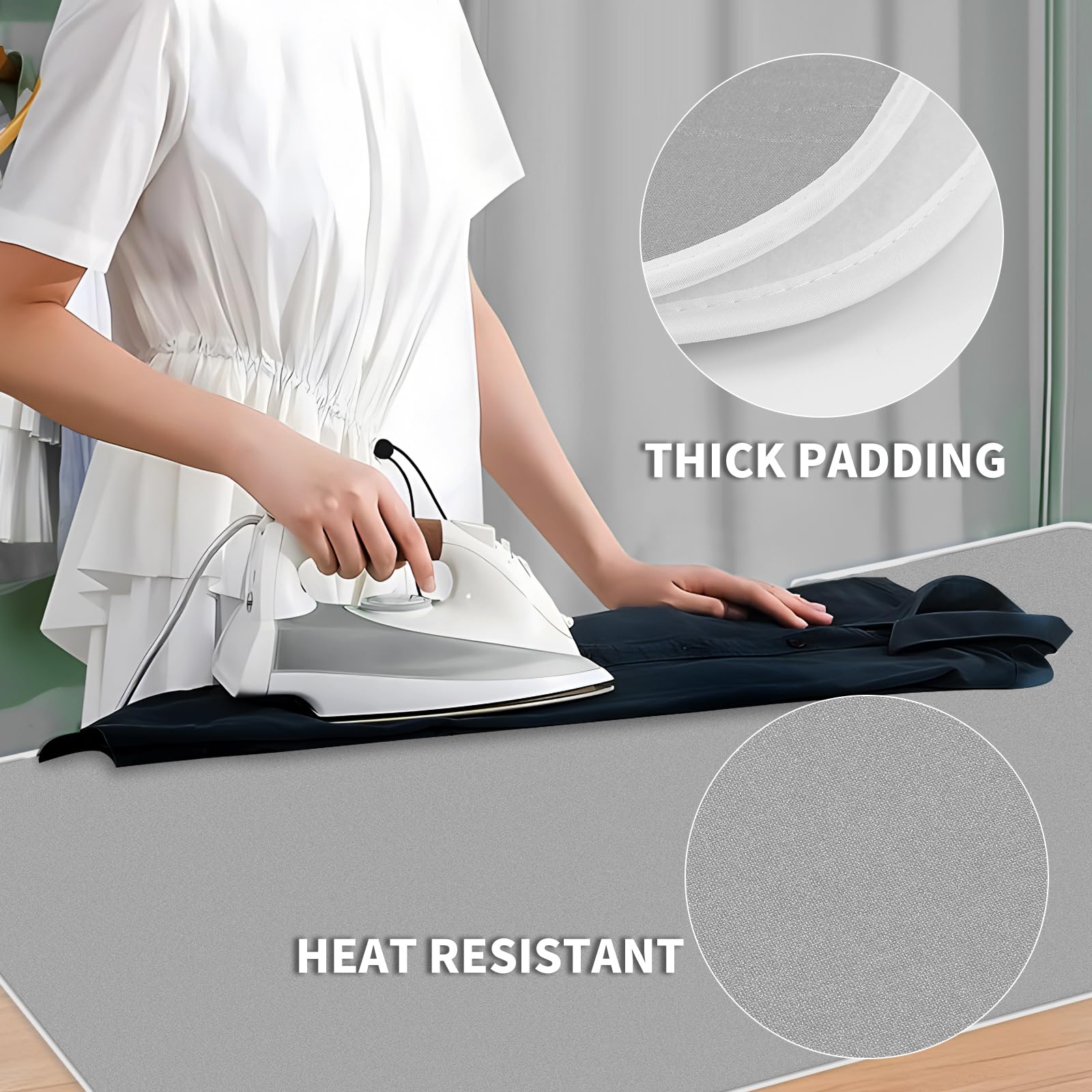 Ironing Mat Iron Anywhere Portable Ironing Pad with 3mm Padding for Steam Pressing on Tabletop or Bed