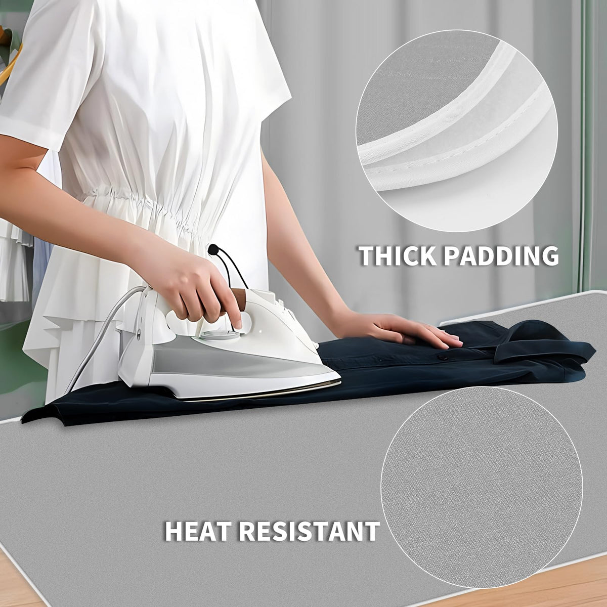 Ironing Mat Iron Anywhere Portable Ironing Pad with 3mm Padding for Steam Pressing on Tabletop or Bed