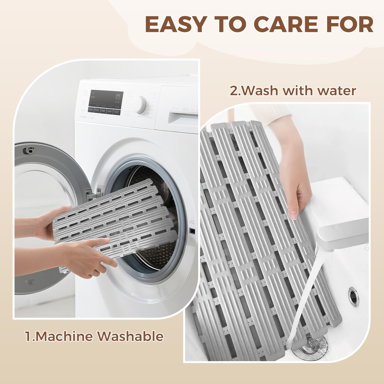Bathtub Mat Non Slip for Bathroom with Suction Cups and Drain Holes 35.4 * 15.7 Shower Mat for Inside Shower