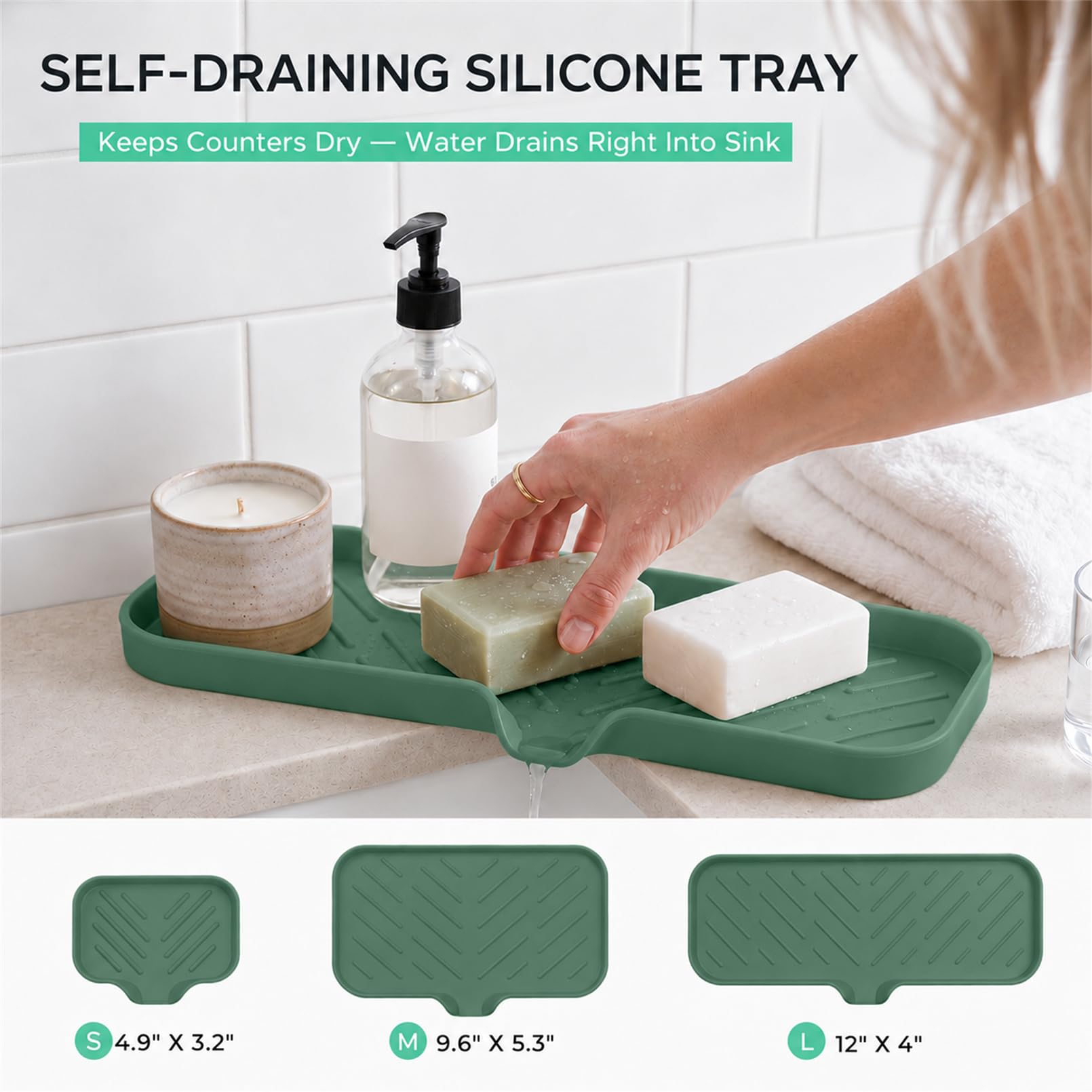 Silicone Soap Dish with Drain Spout