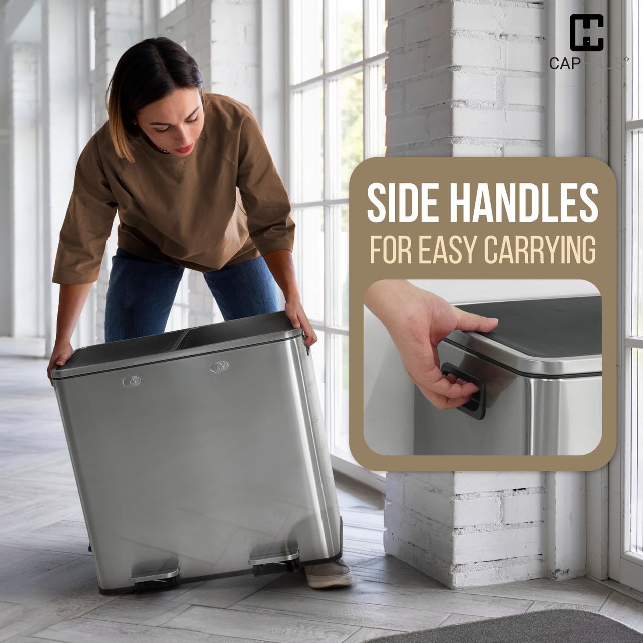 Dual Trash Can with Double Lid