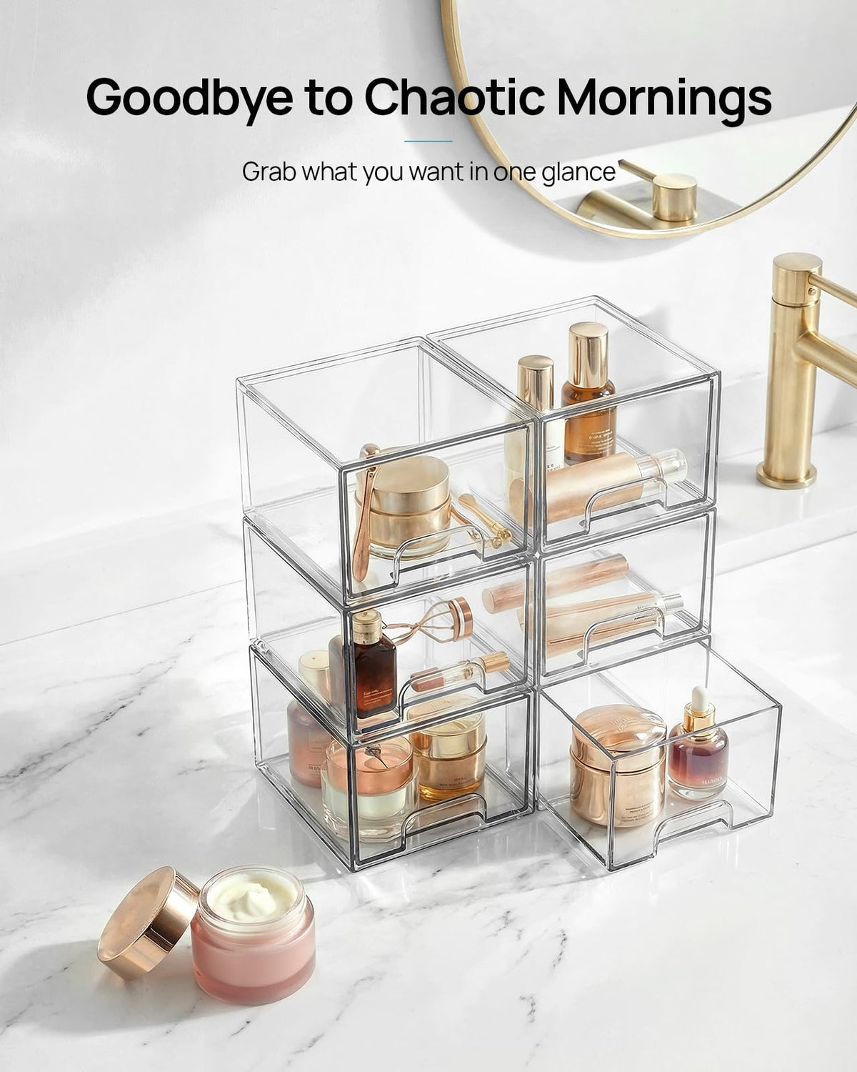 10 Pack Small Clear Stackable Storage Drawers (10 Count)
