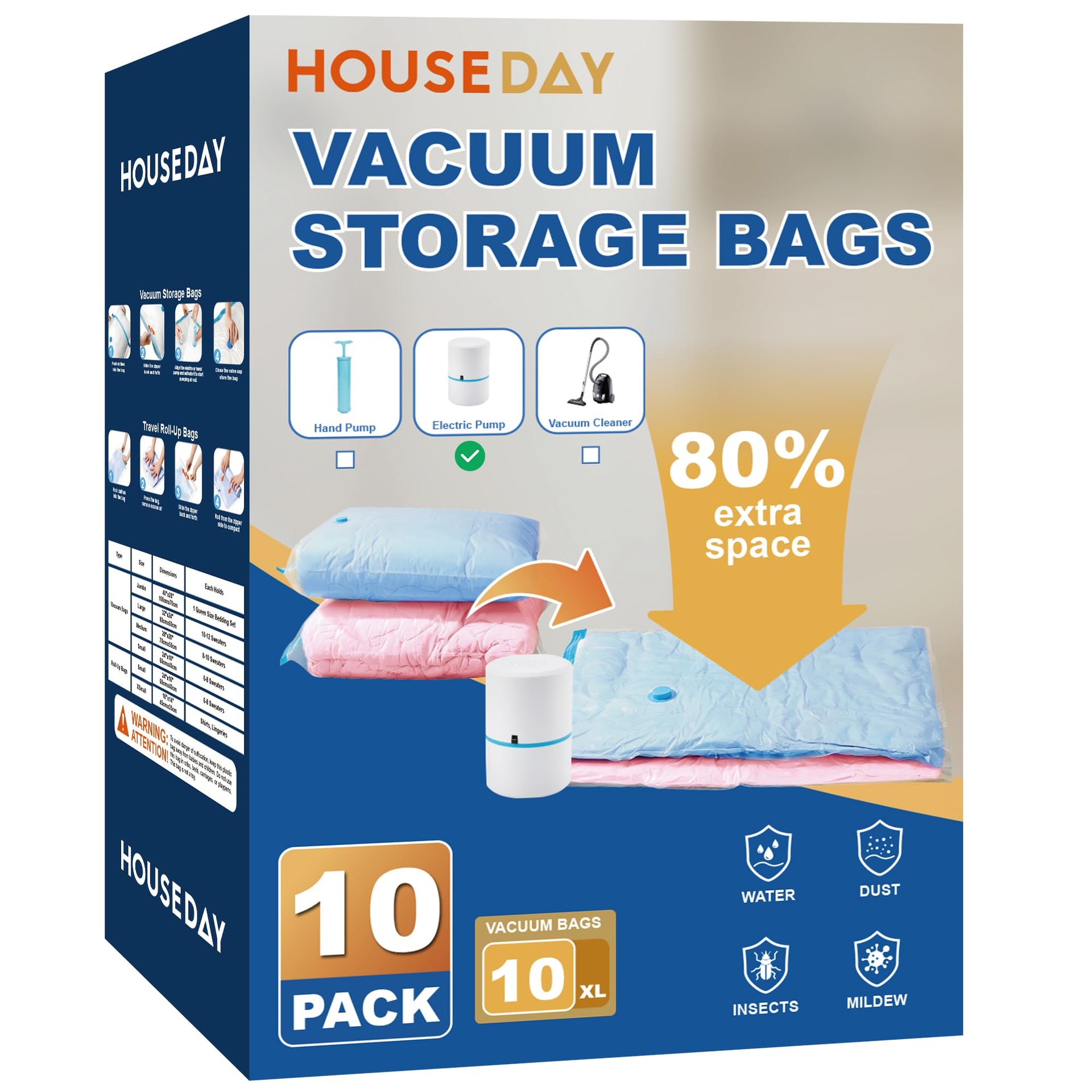 10 Jumbo Vacuum Seal Bags For Clothing Travel (10 Count)