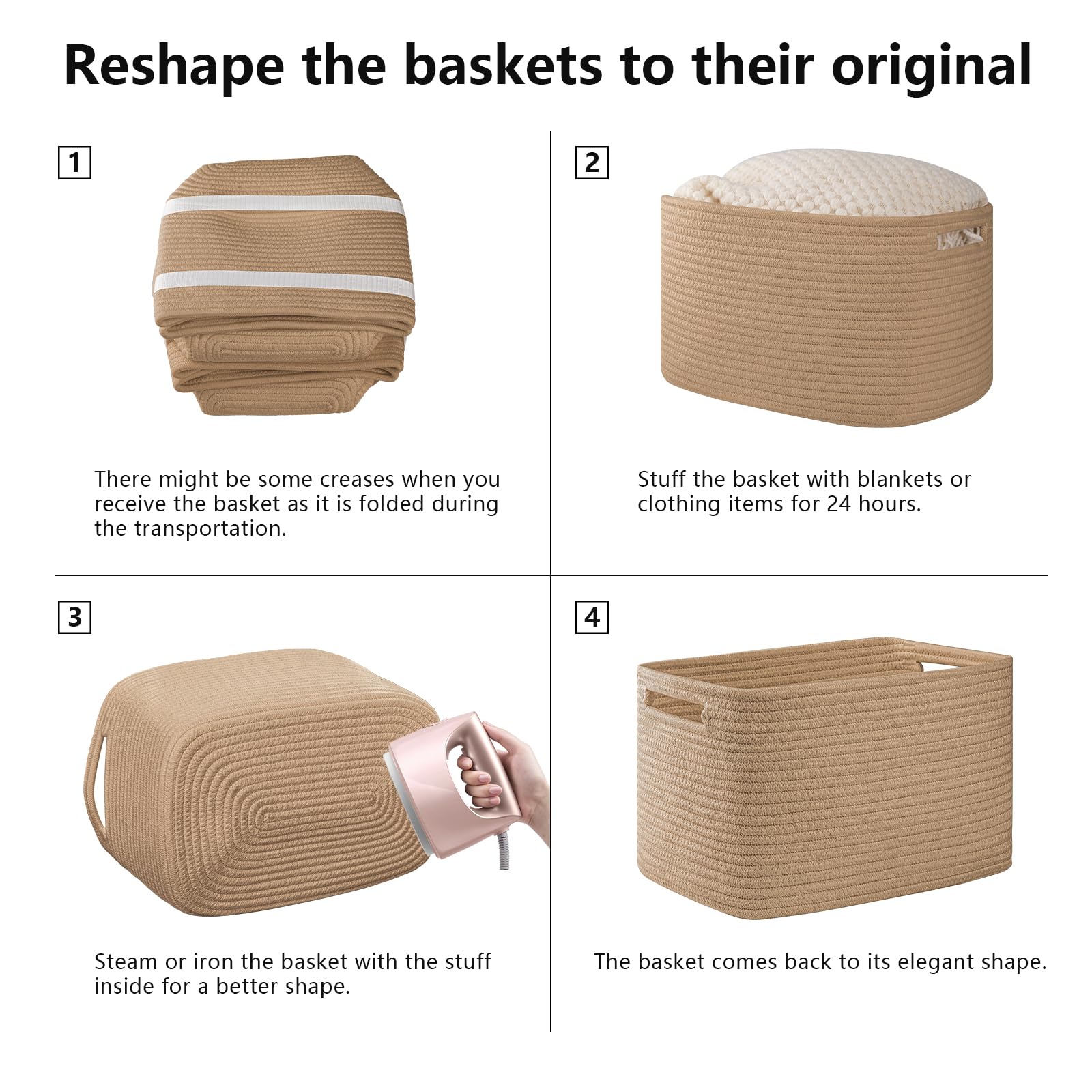 4 Pack Storage Baskets for Organizing 15L Cube Storage Bins Yellow (4 Count)