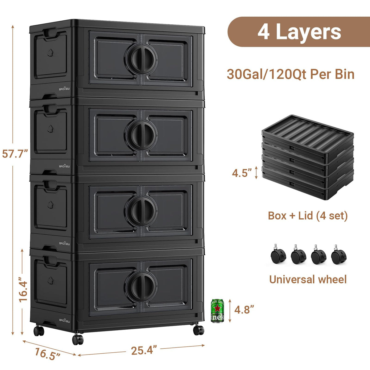 480Qt Lockable Stackable Storage Bins with Lids (4 Count)