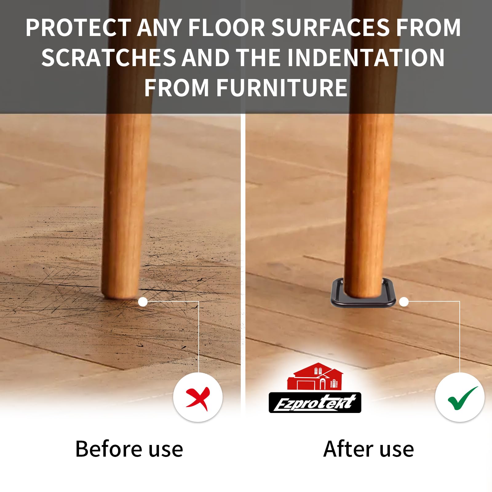 2.5" Square Non Slip Furniture Pads to Prevent Floor Scratches (16 Count)
