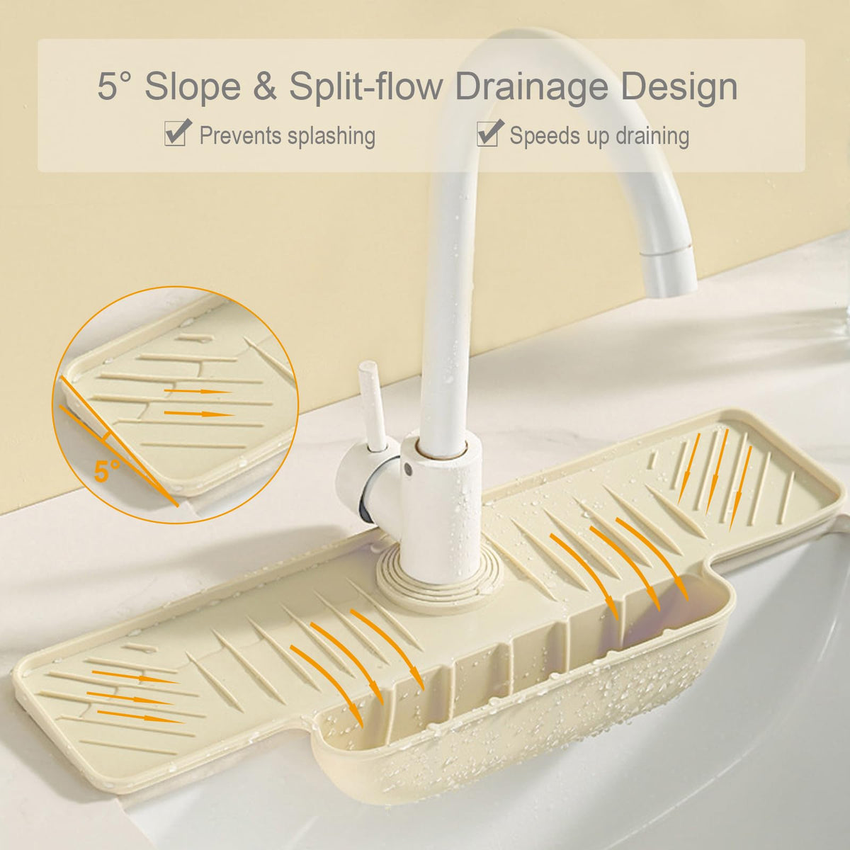 Silicone Faucet Mat with Sponge Holder