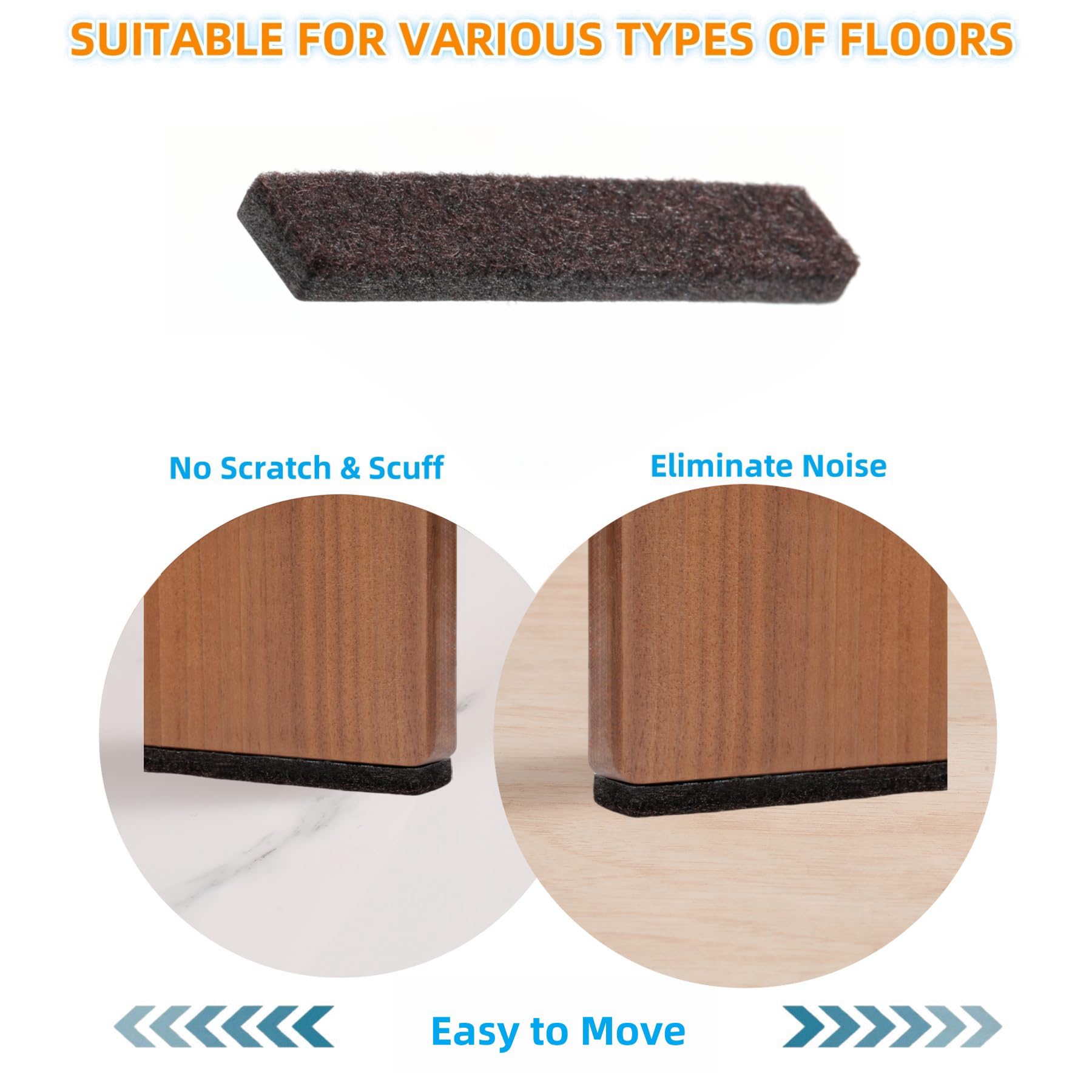 Felt Strips with Adhesive Backing for Furniture (30 Count)