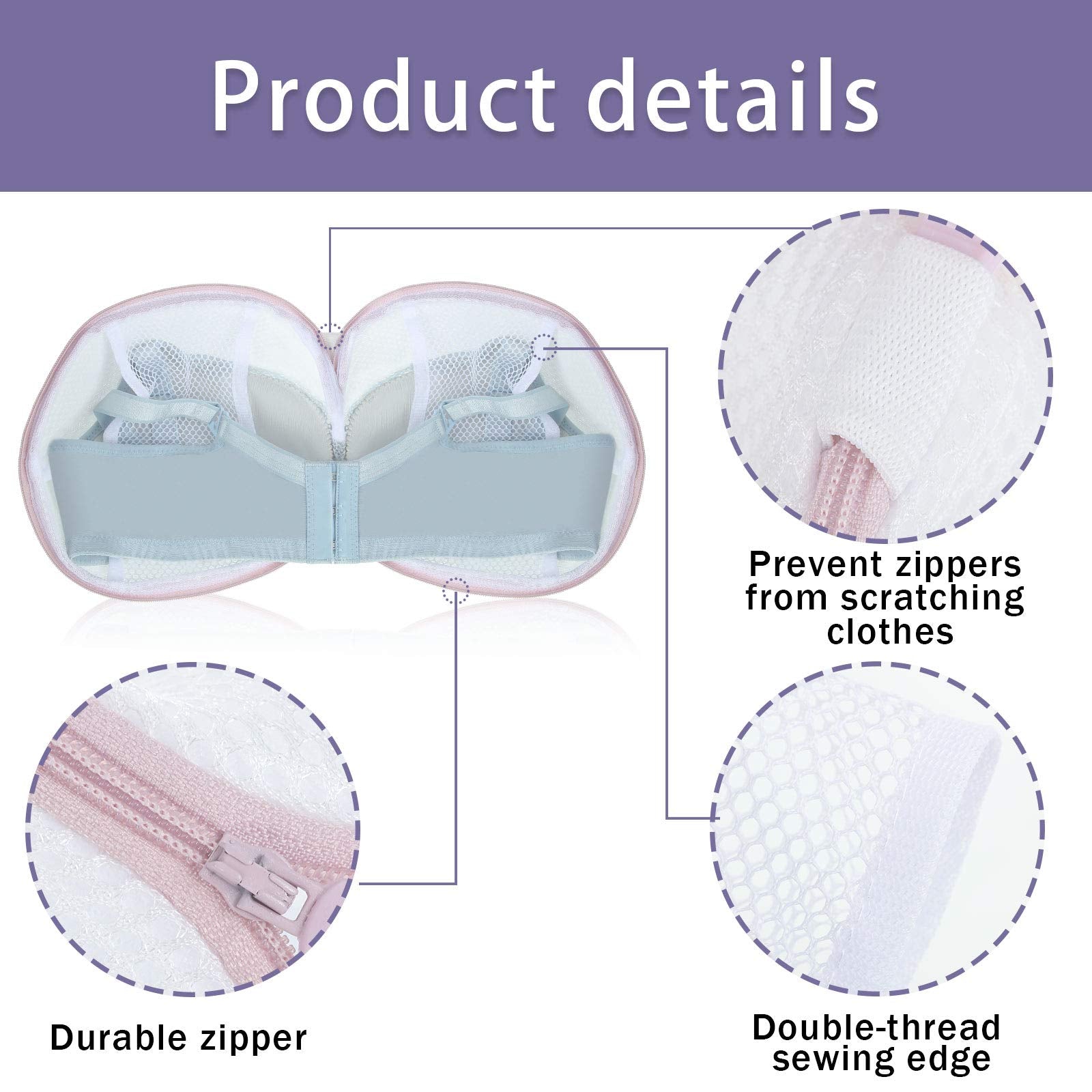 6 Pcs Bra Washing Bag for Laundry Storage Women 7.87 Inch Pink (6 Count)