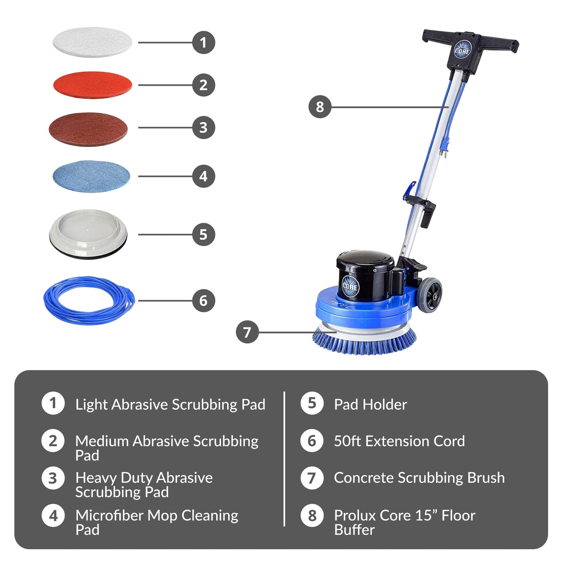 Core 13 inch Electric Floor Buffer Scrubber and Polisher Machine (37 Count)