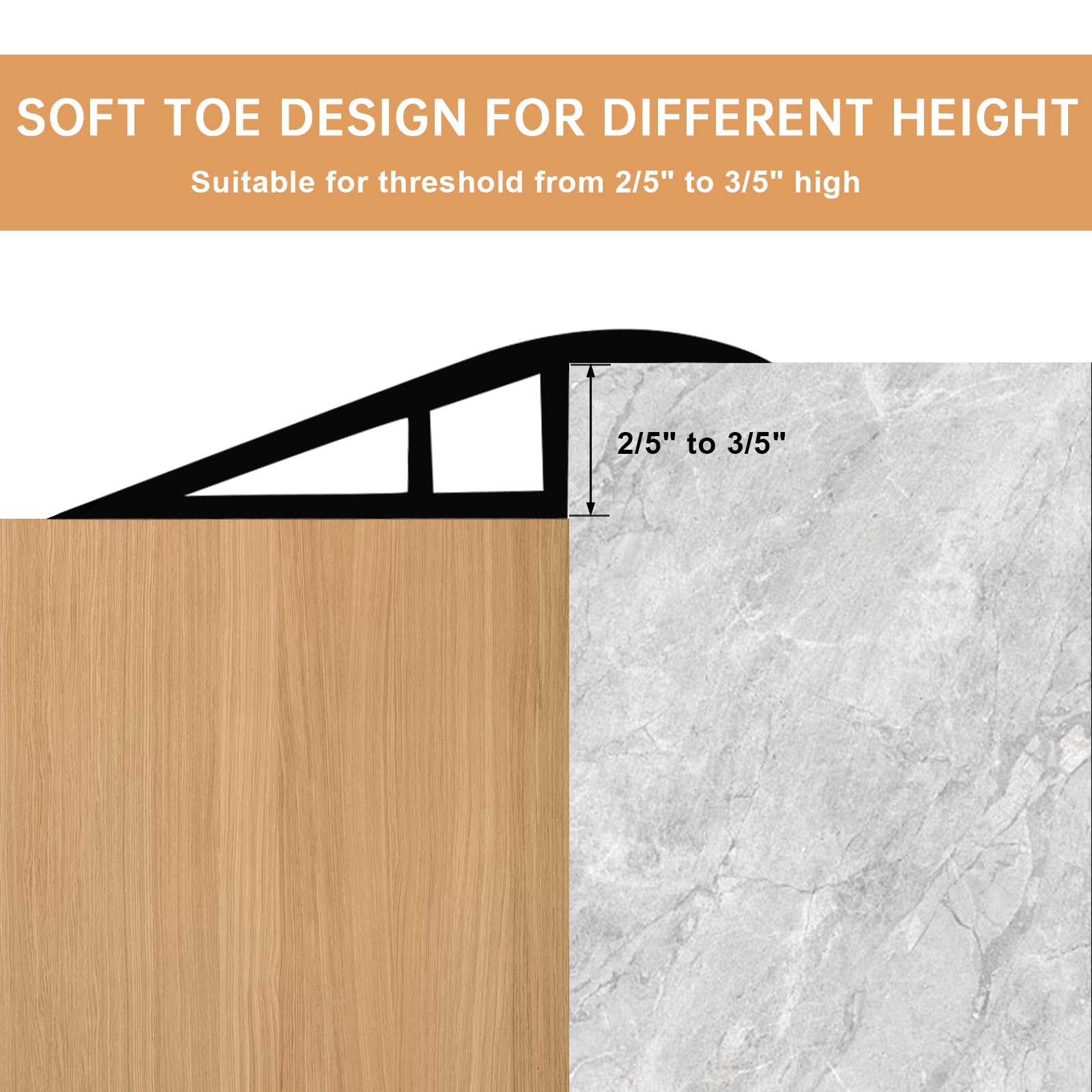 Vinyl Door Threshold Flooring Transition Strip Self Adhesive Carpet Edging Strip for Laminate Doorway Edge Threshold from 2 (6.6 Foot)