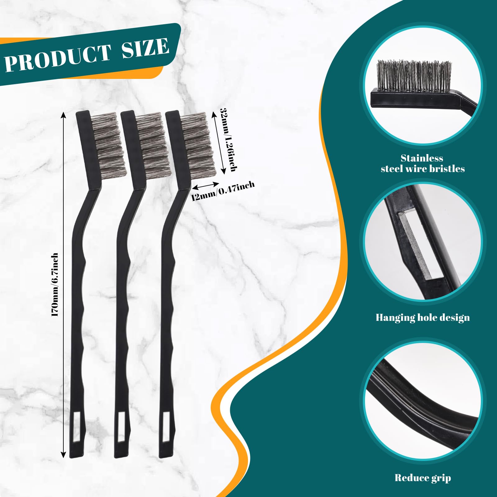 12 Pcs Mini Stainless Steel Wire Brush Set (12 Count)