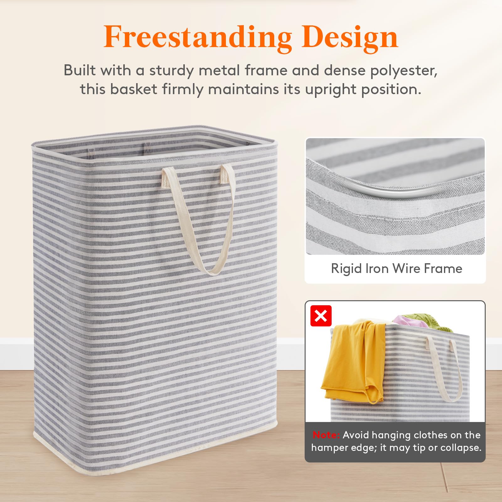 125L Large Collapsible Laundry Basket with Extended Handles