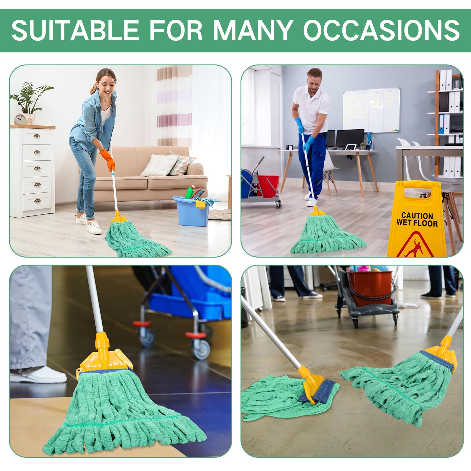 10 Pcs Commercial Mop Head Replacement Tube Microfiber Mop Heads for Floor Cleaning Industrial Mop Heads Looped End Wet Mop Head Refill for Home Commercial Industrial Use