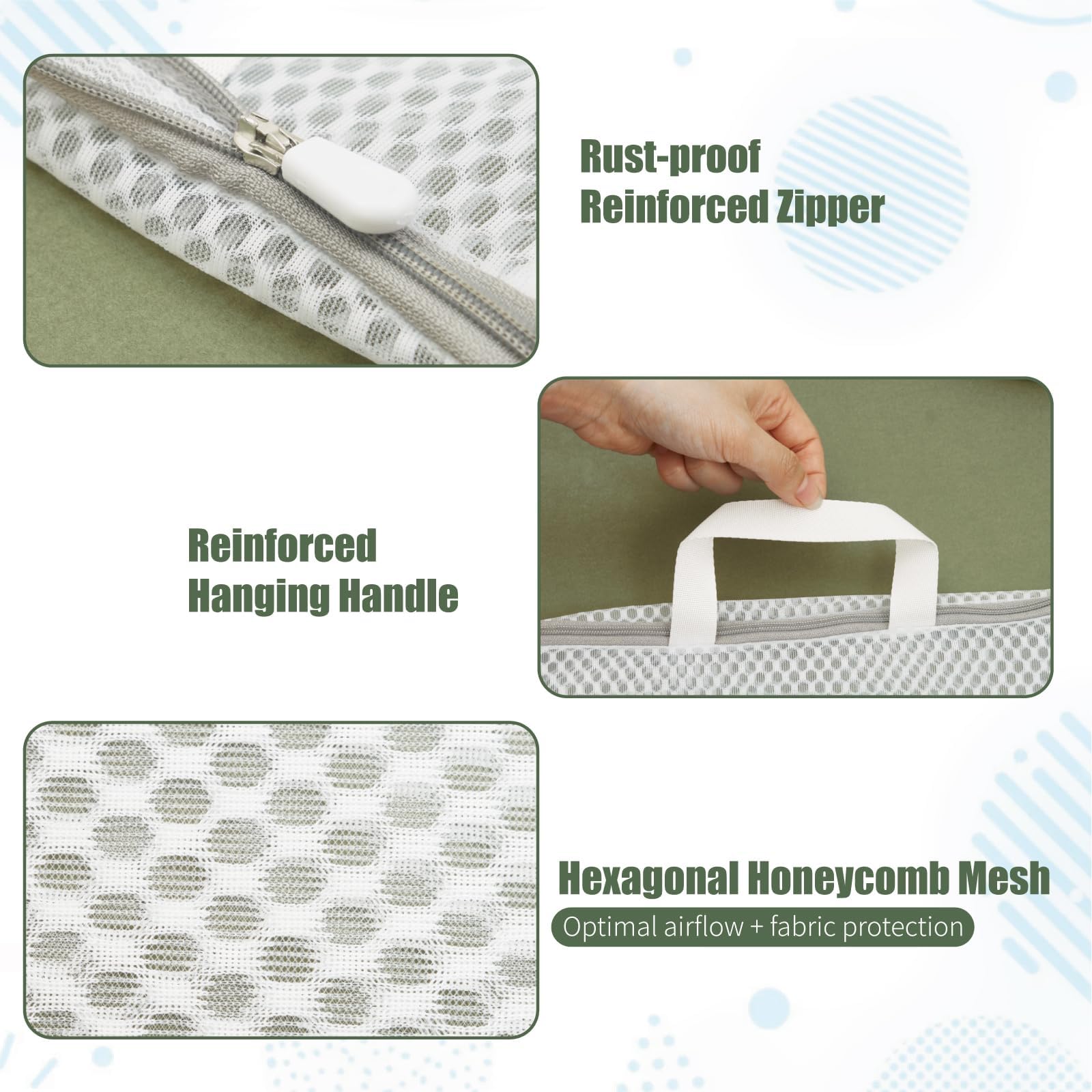 GWT 4Pcs 3D Mesh Laundry Bags with Hanging Handles (4 Count)