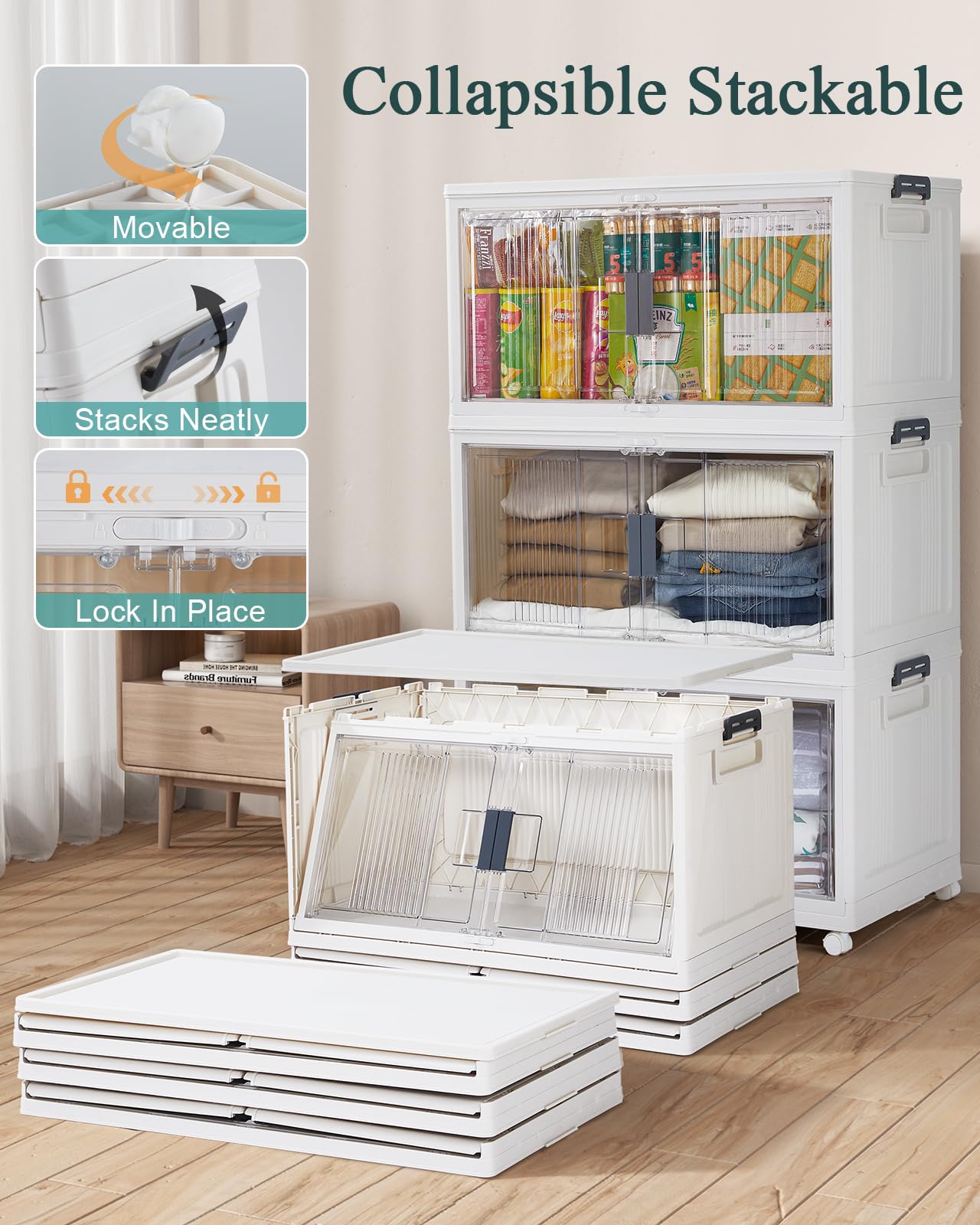 97QT Storage Bins with Lids for Closet