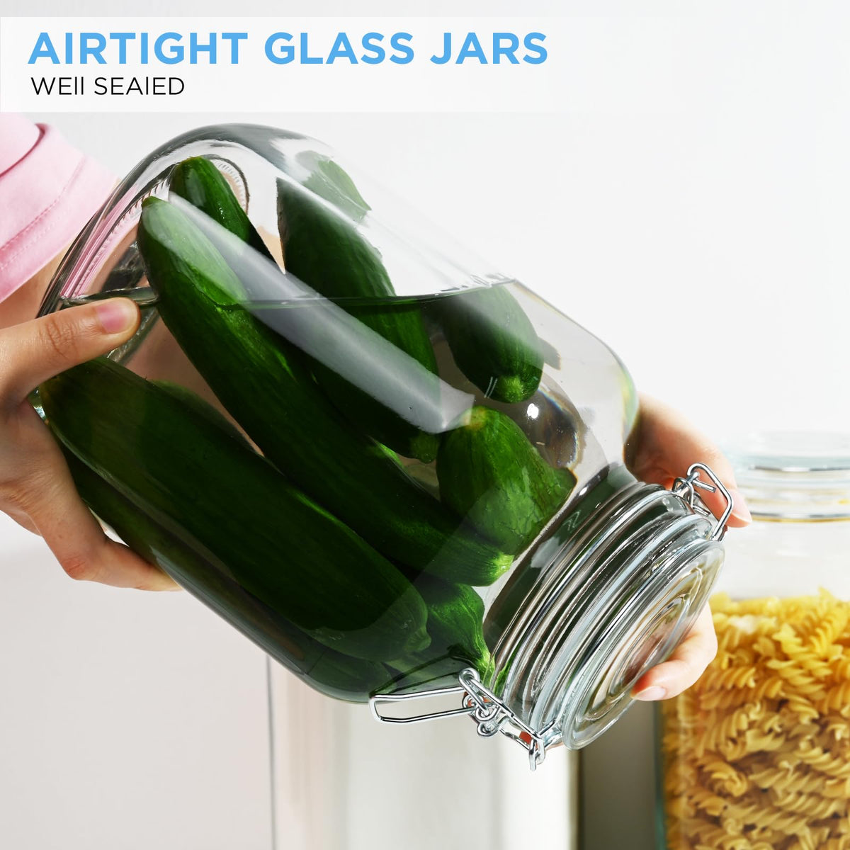 106oz Square Glass Jars with Airtight Lid (2 Count)