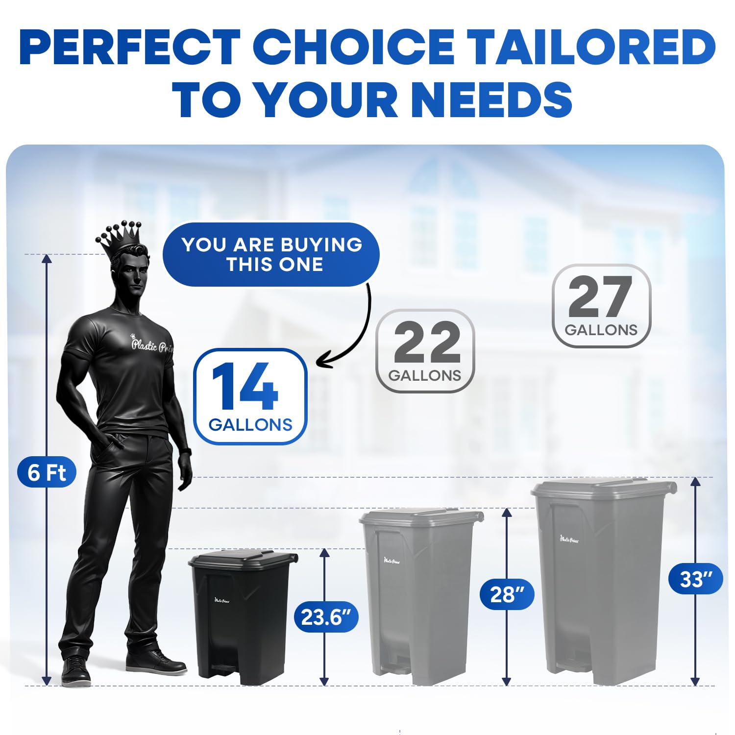 14 Gallon Step Trash Can for Kitchen