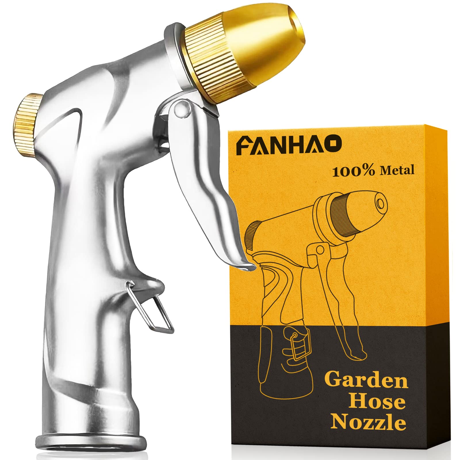 Upgraded 100% Metal Garden Hose Nozzle Heavy Duty