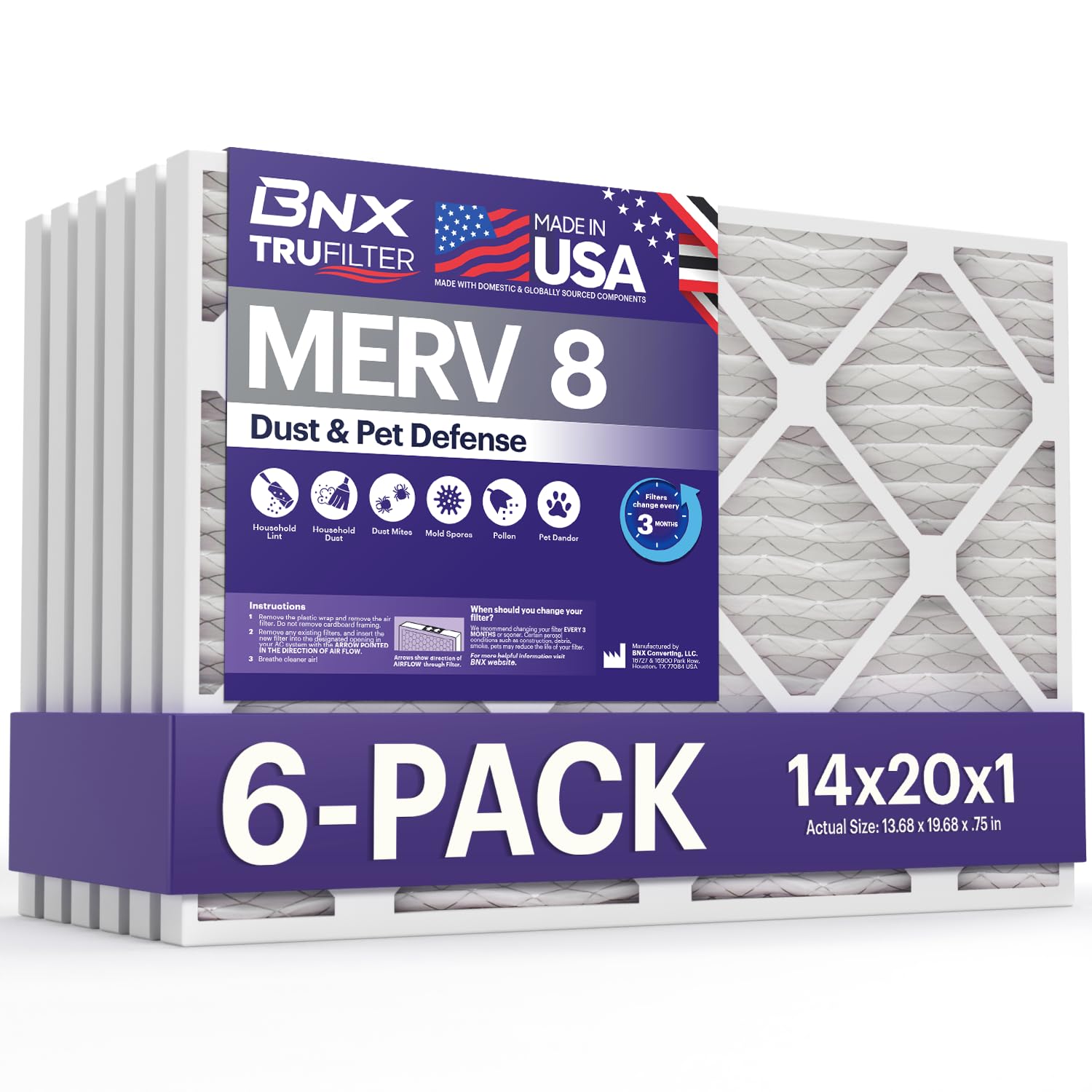 TruFilter 14x20x1 Air Filter MERV 8 (6 Count)