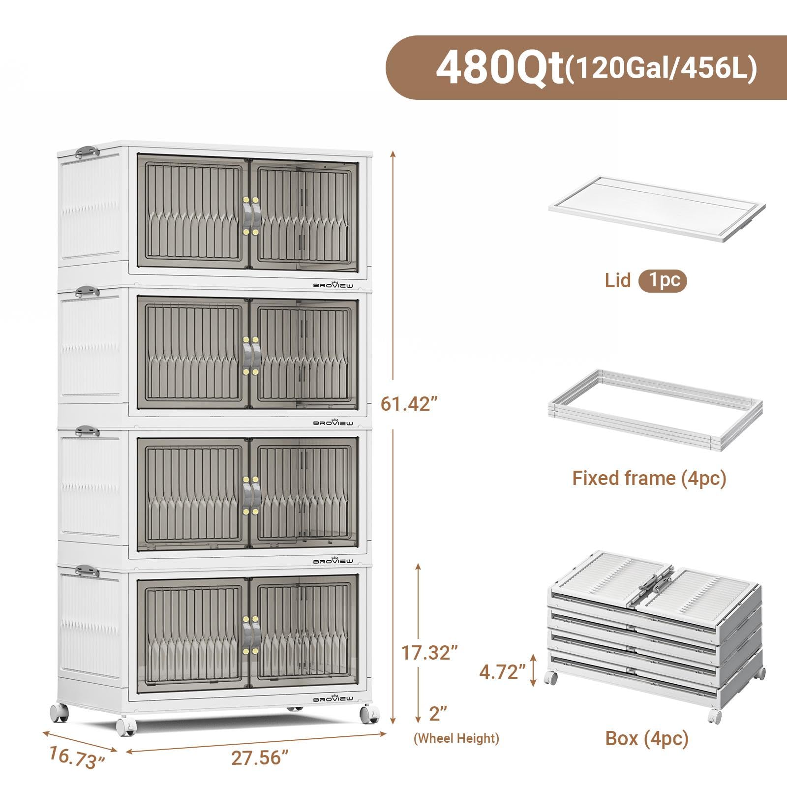 480Qt Stackable Storage Bins with Lids (4 Count)