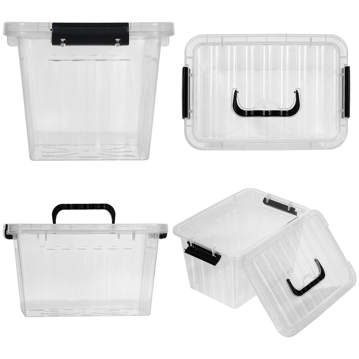 7 Qt Clear Plastic Storage Bins with Lids and Handle Small 6 Pack (6.67 Count)