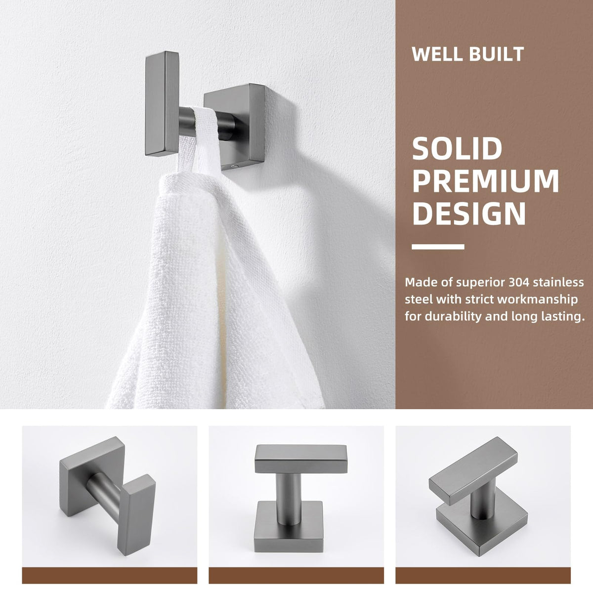 Gunmetal Gray Bathroom Towel Hook