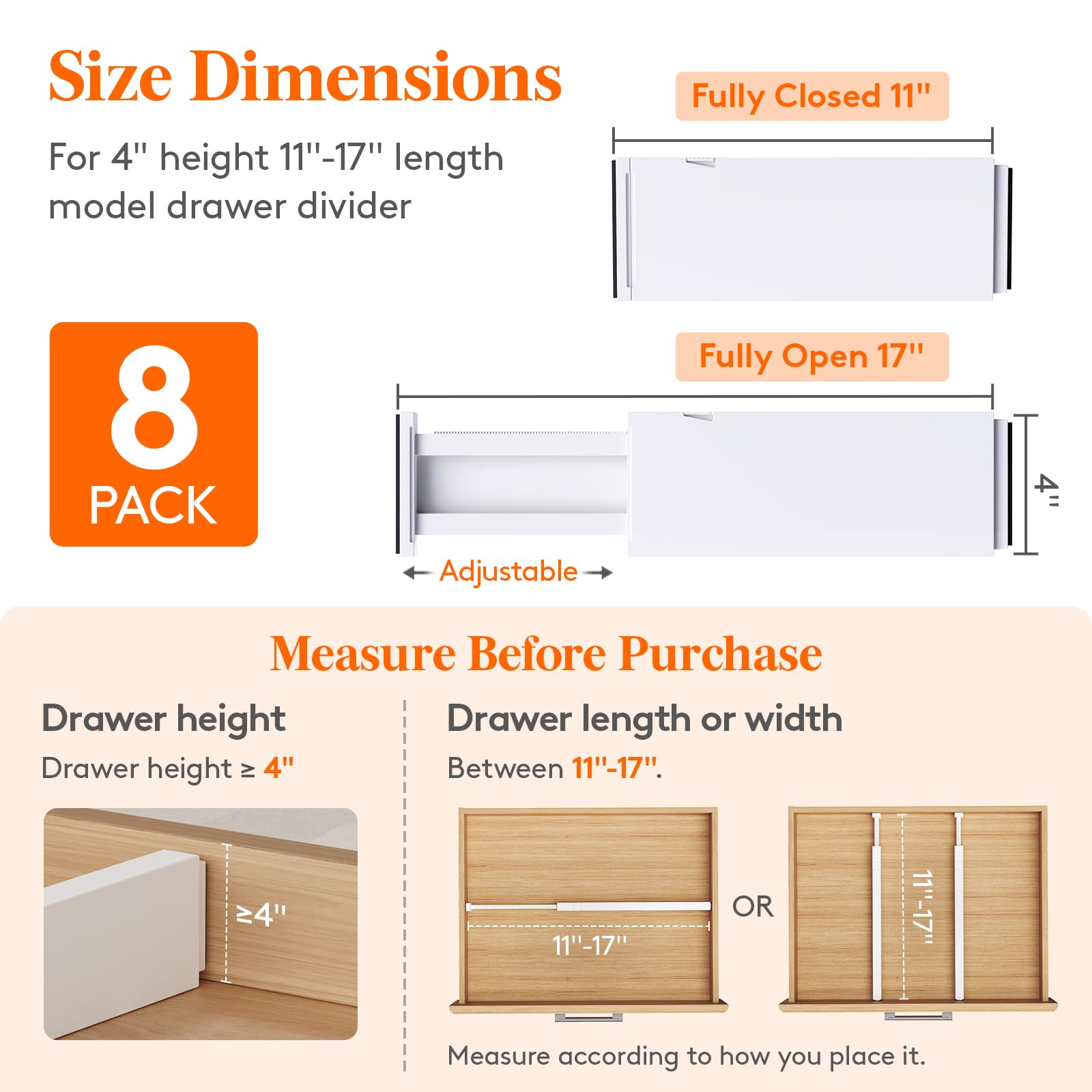 4" High Upgrade Drawer Divider (8 Count)