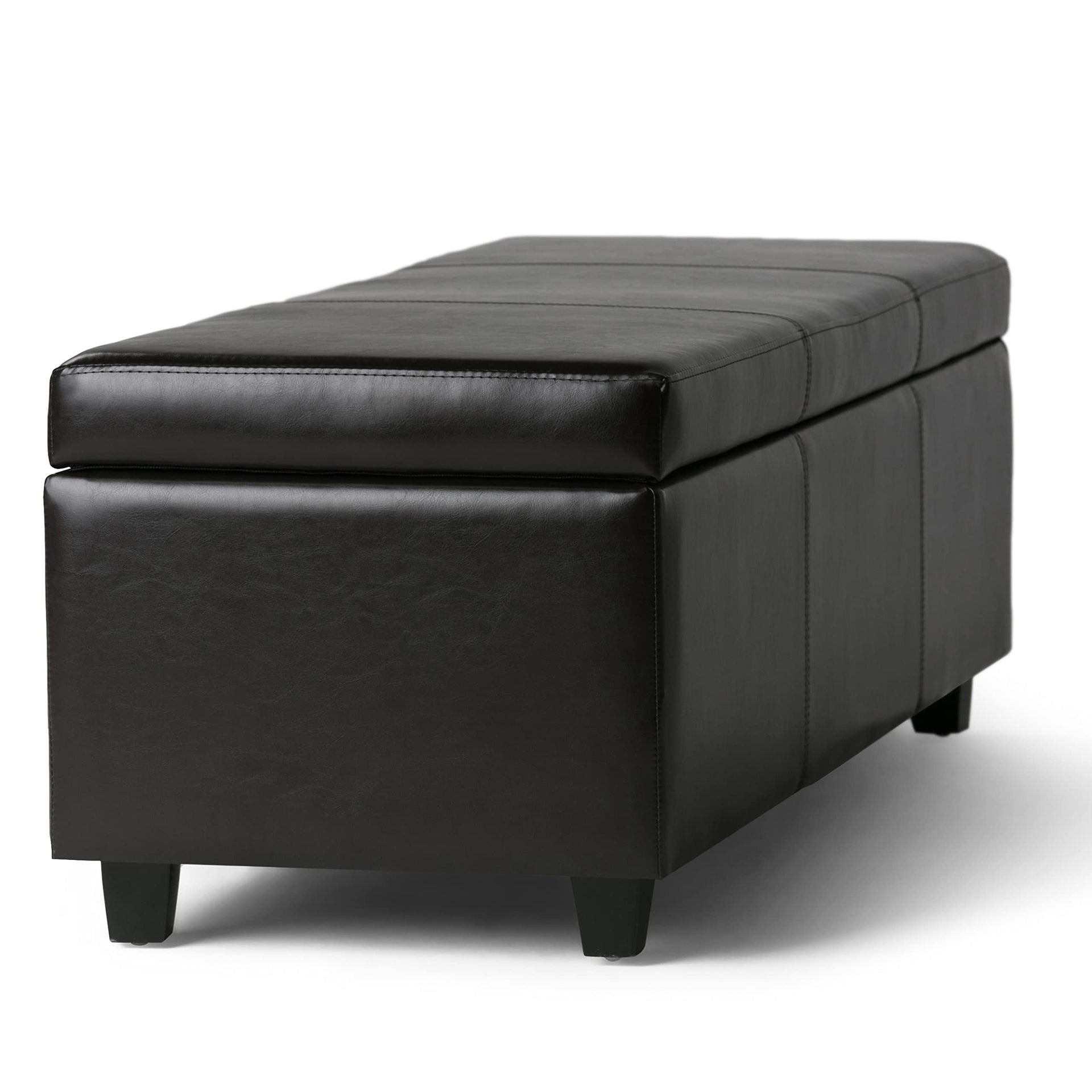 Avalon 48" Wide Vegan Leather Storage Ottoman in Tanners Brown