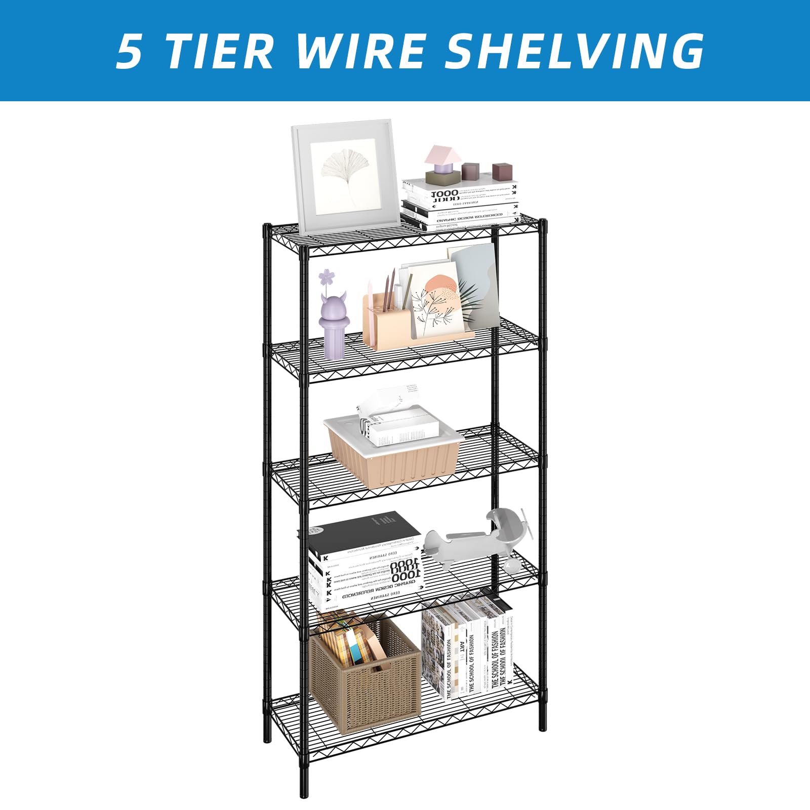 5 Shelf Adjustable Metal Wire Shelving