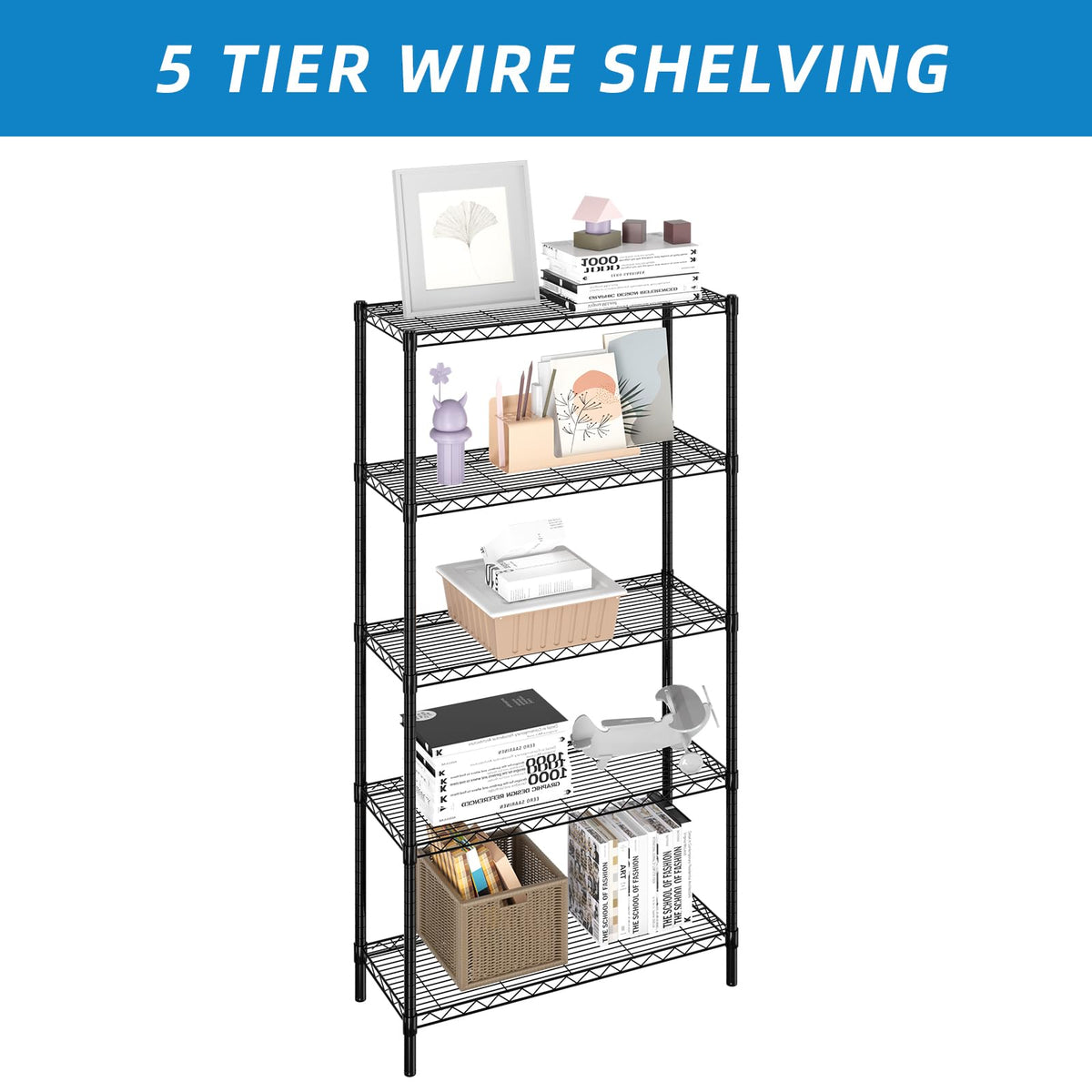 5 Shelf Adjustable Metal Wire Shelving