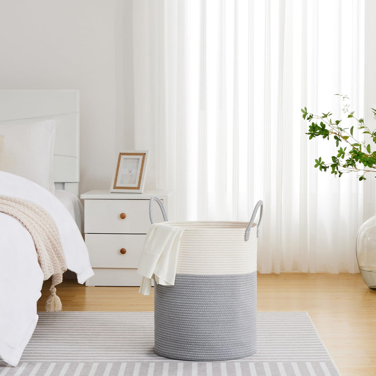 53L Tall Woven Laundry Basket Hamper